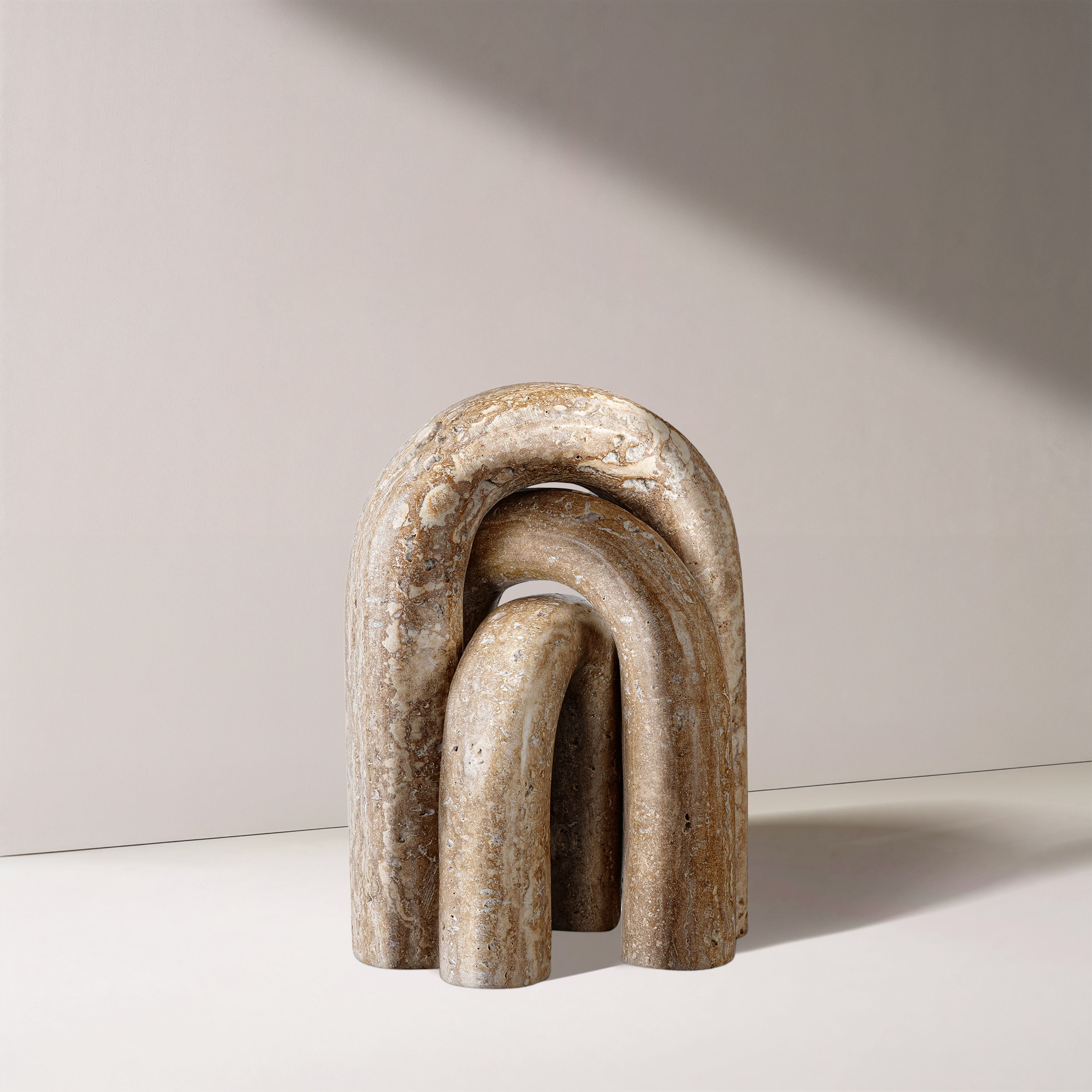 Arco - 3 Piece Travertine Decorative Object - Natural