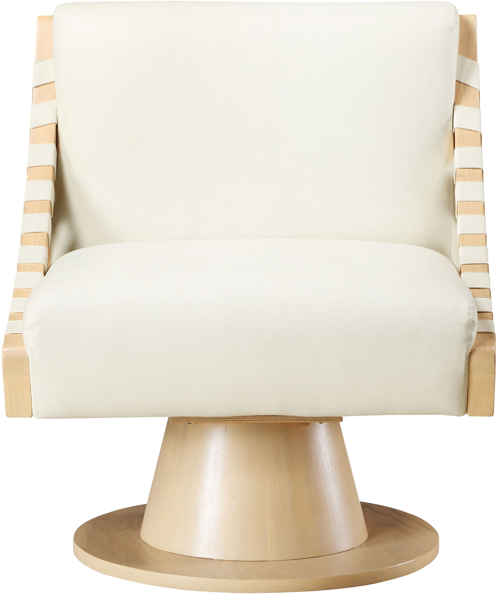 Millwin - Swivel Accent Chair With Natural Base - Cream