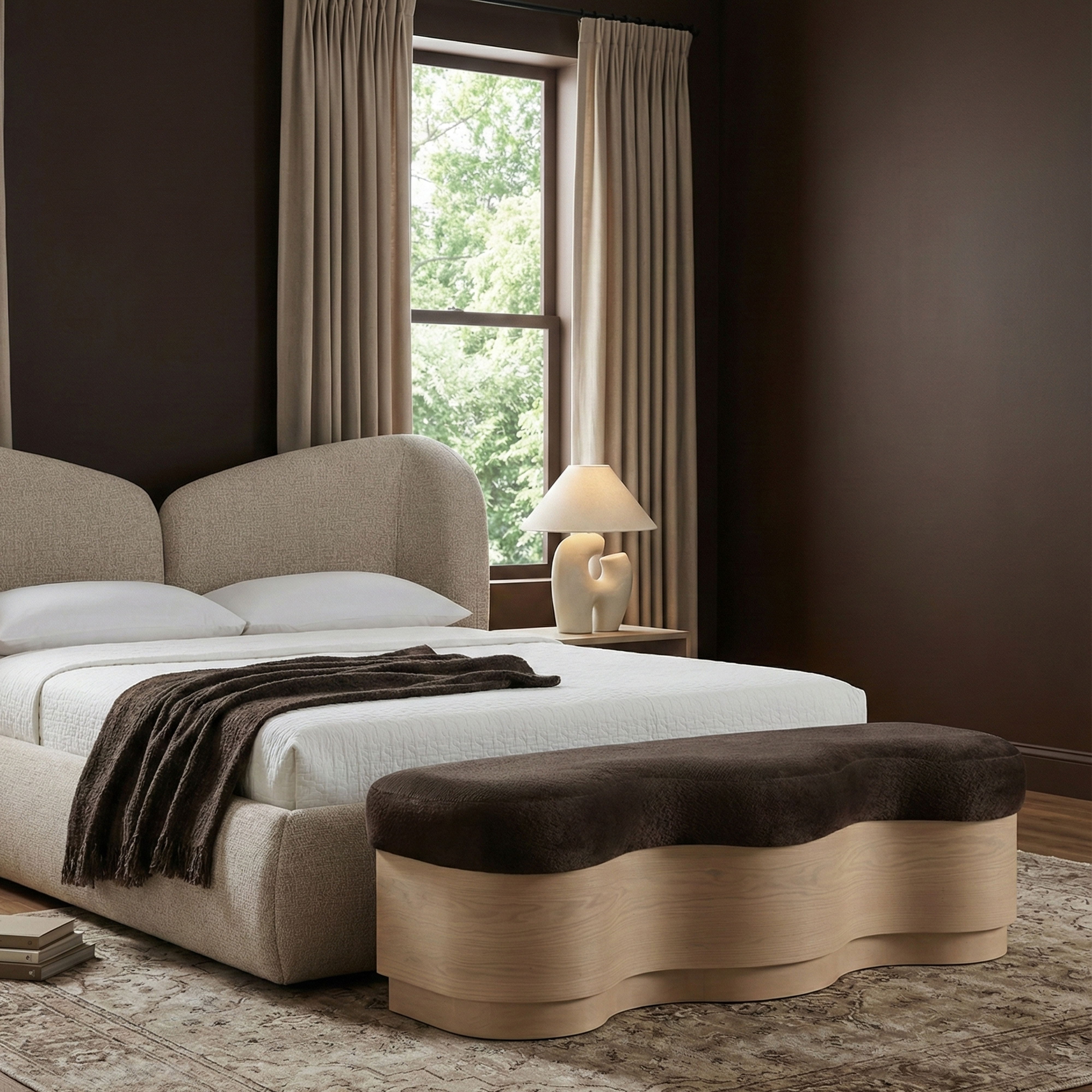 Savoy - Bench With Gold Base - Brown