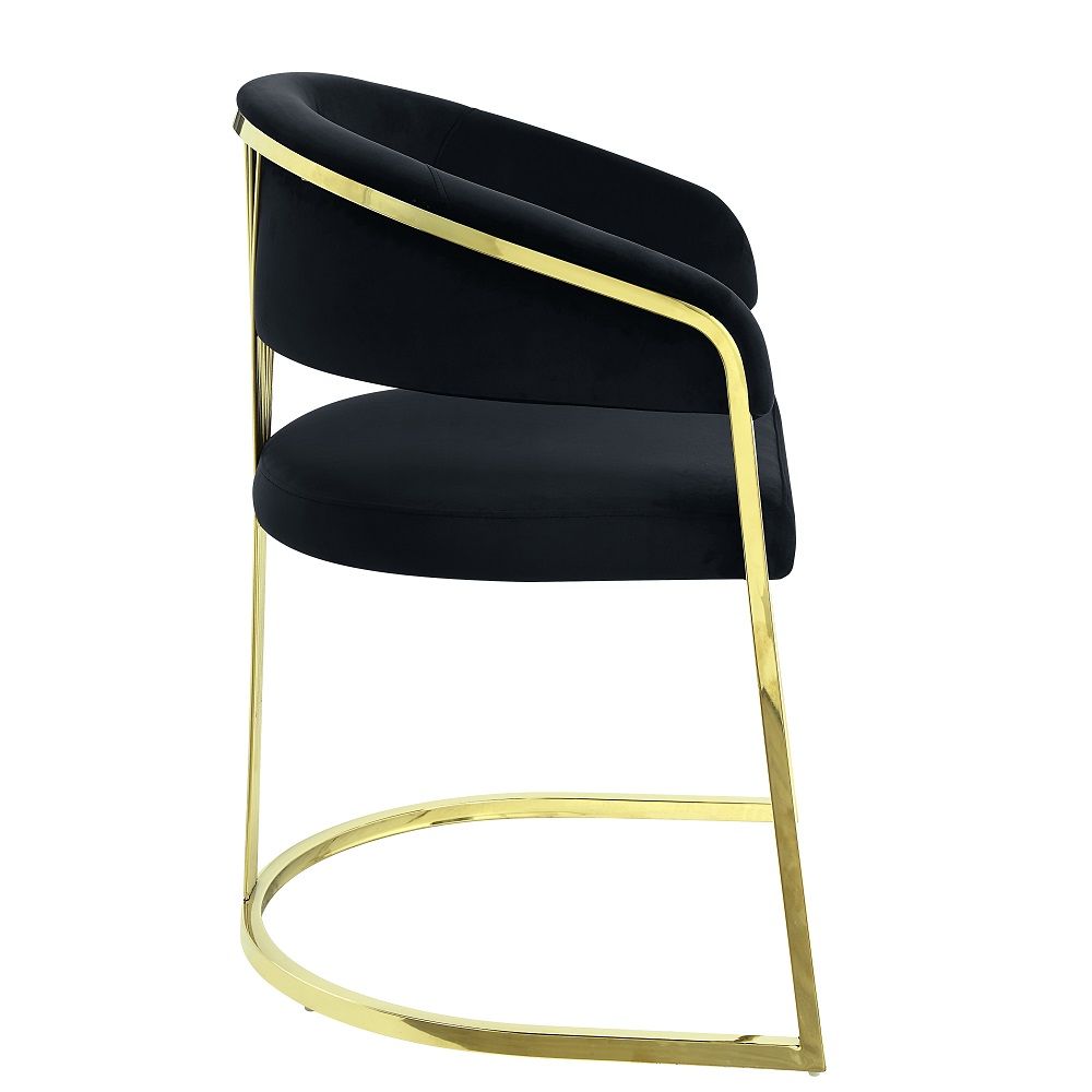 Fallon - Side Chair - Black Velvet & Mirrored Gold, black, view 2