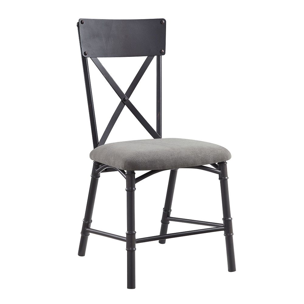Edina - Side Chair (Set of 2) - Gray Fabric, Oak & Sandy Black, dark gray