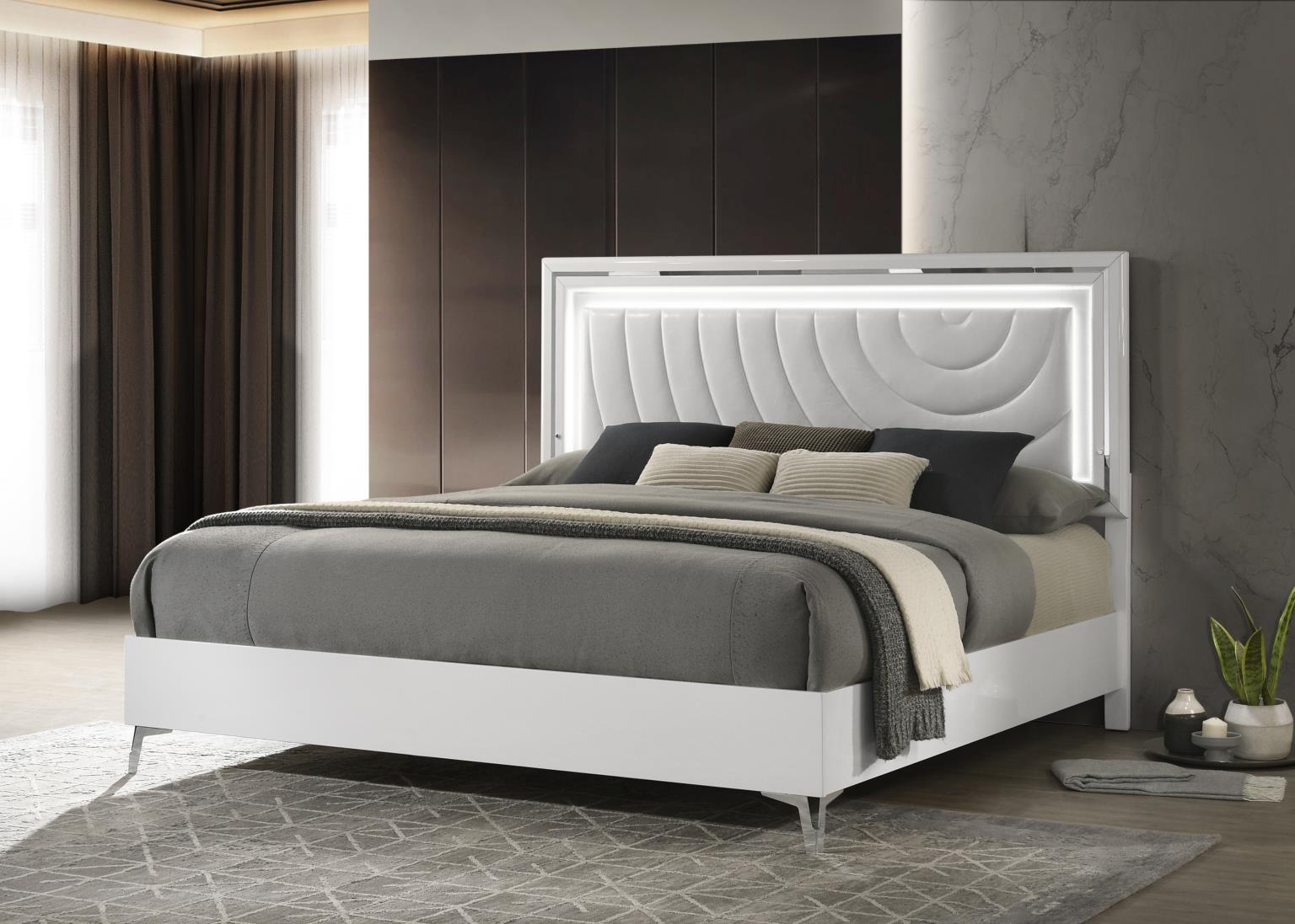 B119 - LED Queen Bed - White