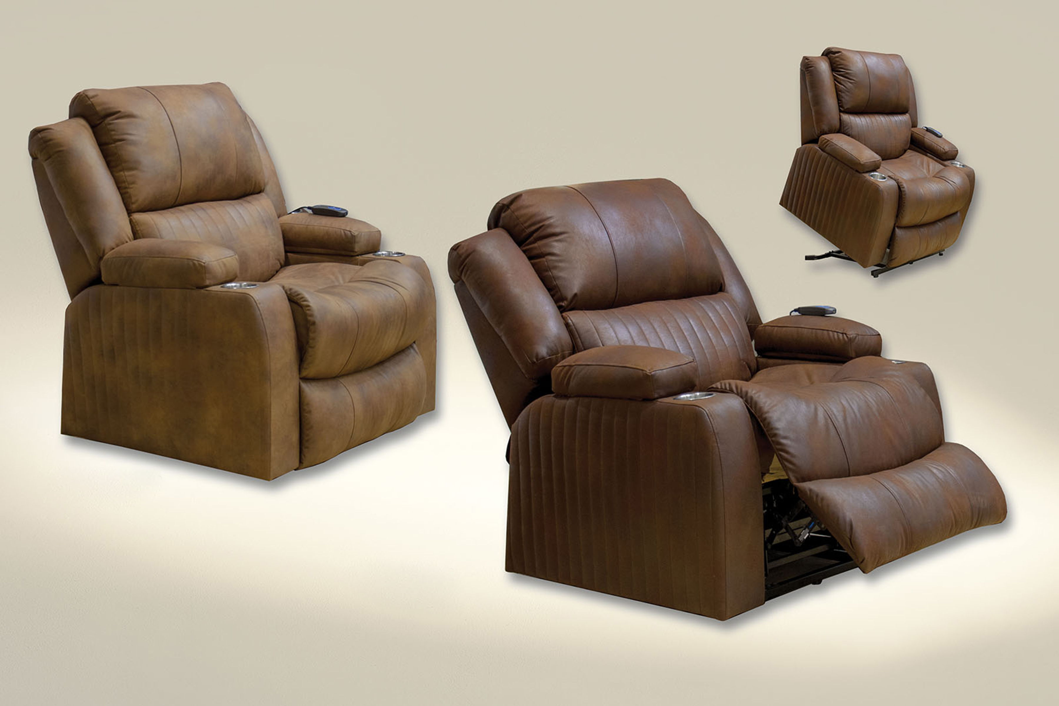 Kirk - Power Lift Lay Flat Recliner With Storage Arm & Dual Cupholders - Walnut