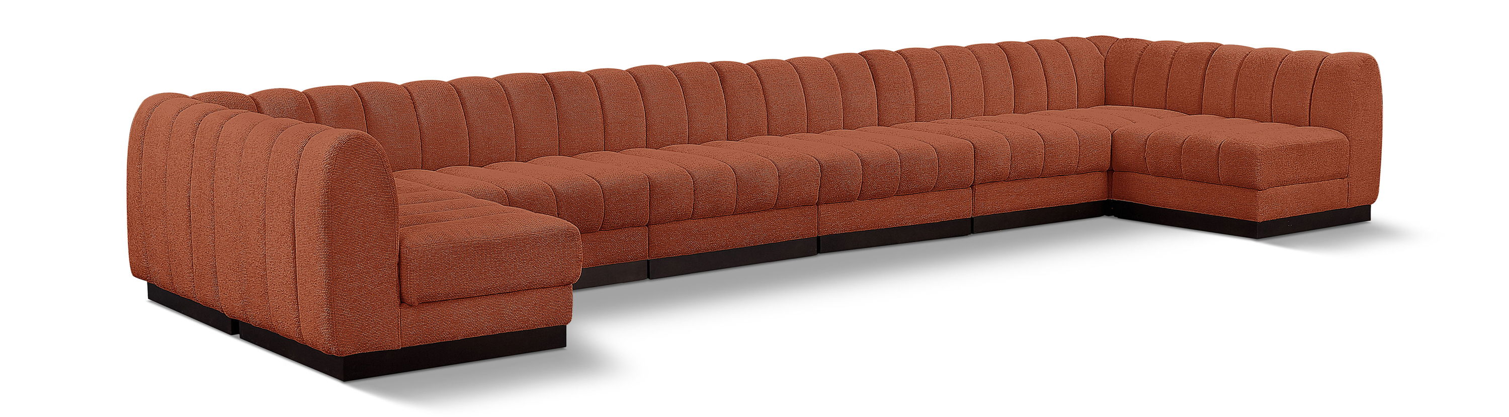 Quinn - 8 Piece Modular U-Shaped Armless Sectional - Cognac