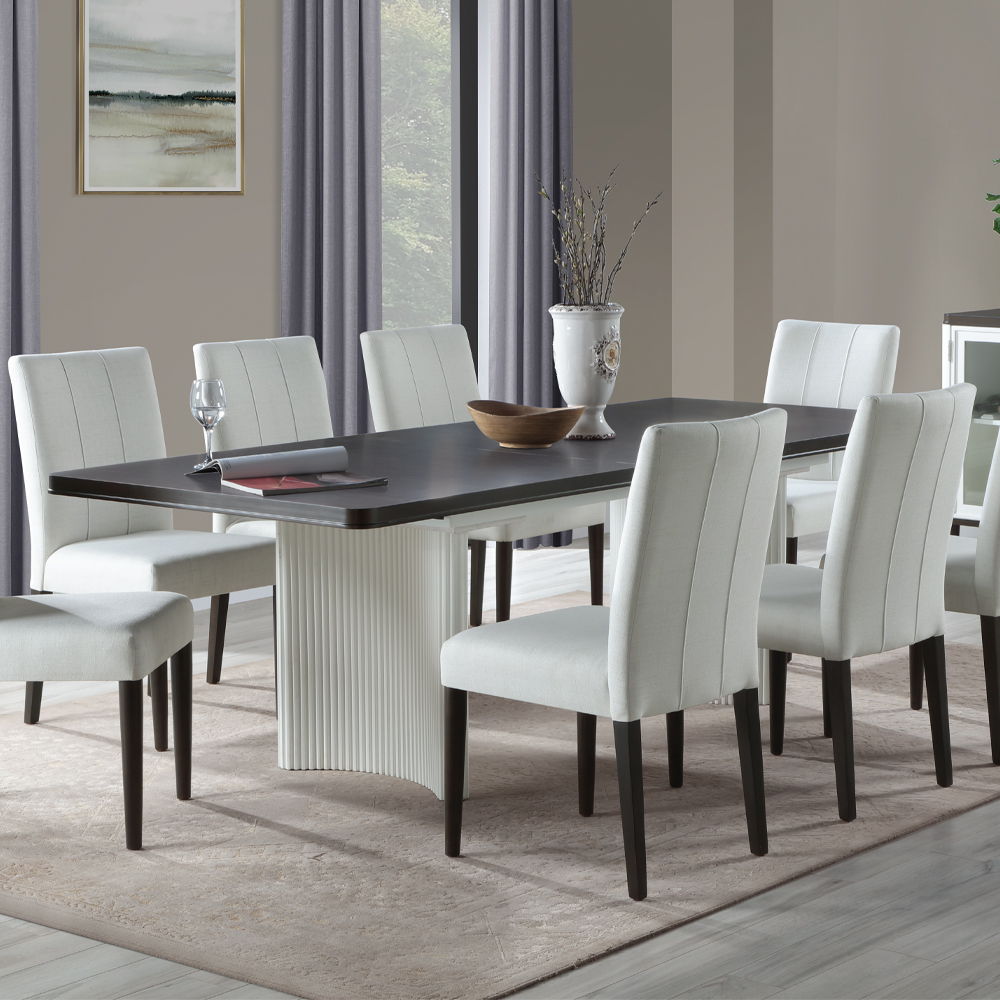 Carena - Dining Table With Leaf - White & Brown, white, view 7