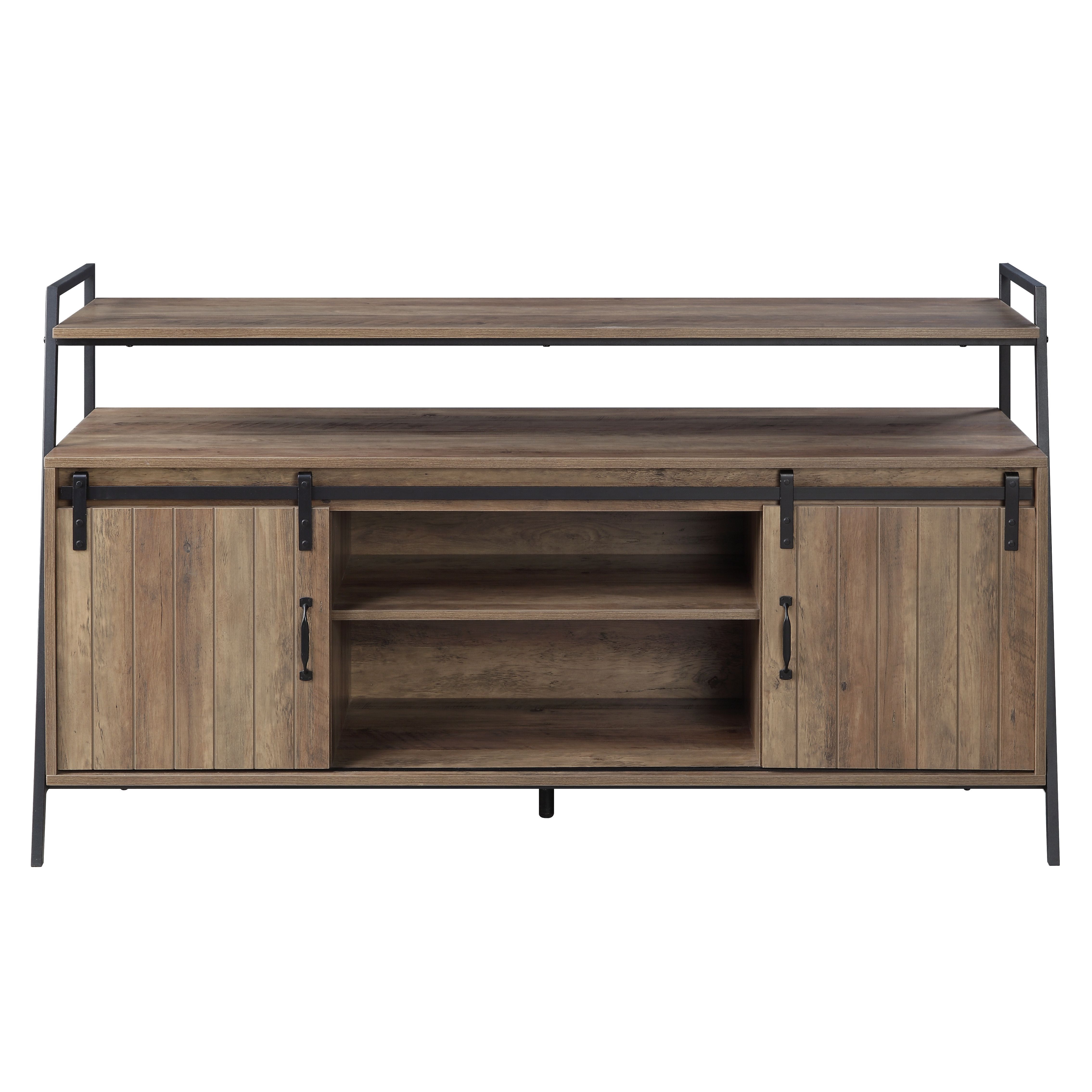 Rashawn - TV Stand - Rustic Oak & Black, dark brown, view 5