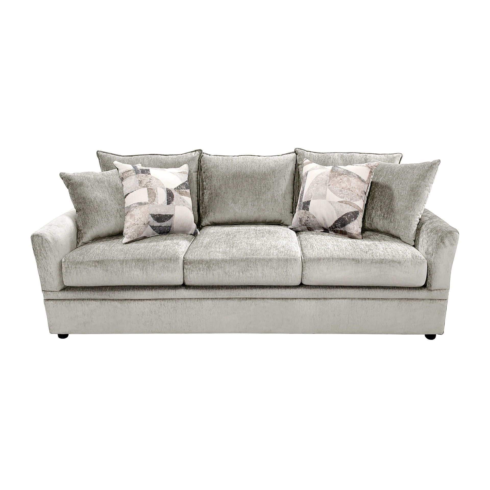 Sylvie - Sofa With 4 Accent Pillows - Lush Silver Gray