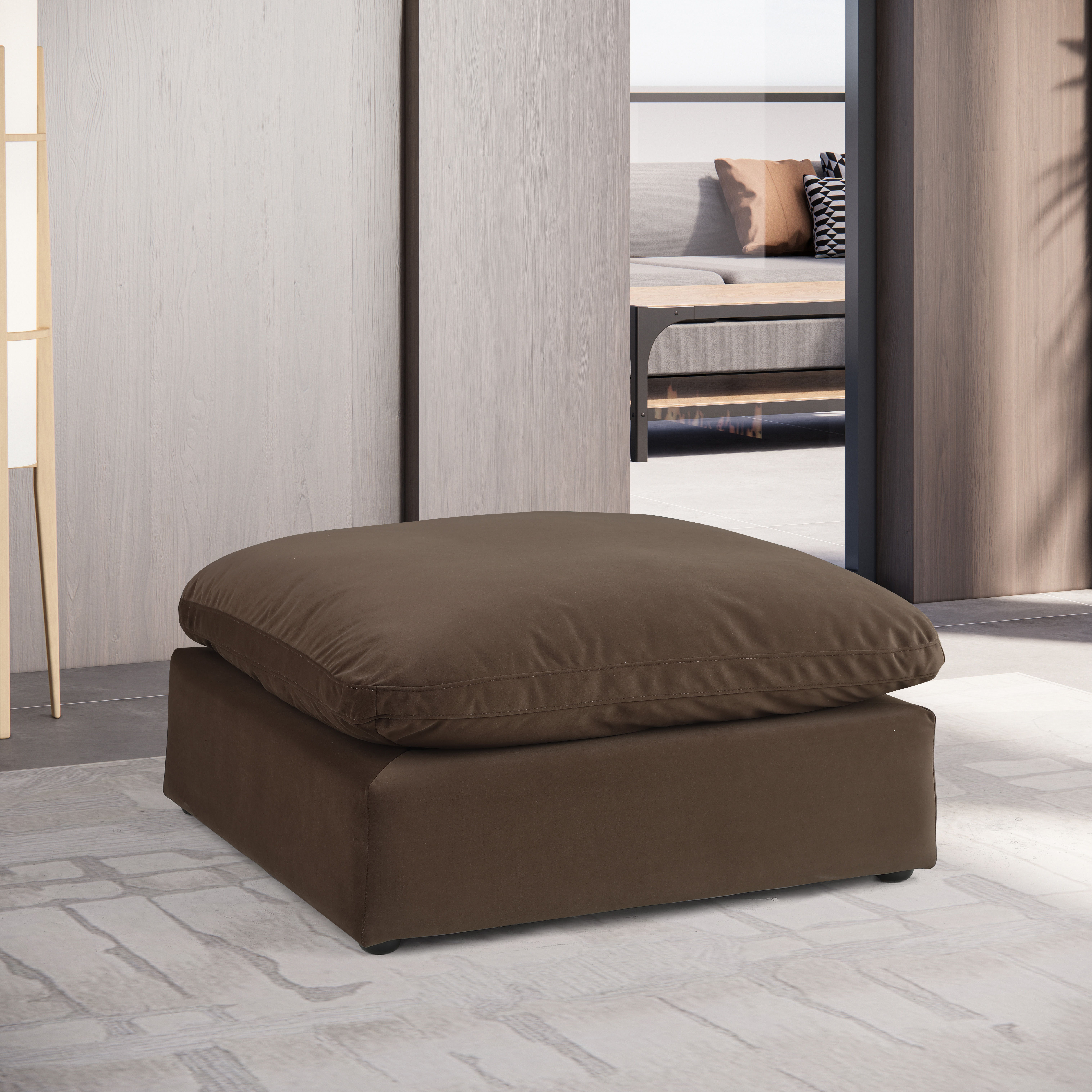 Comfy - Velvet Ottoman - Brown
