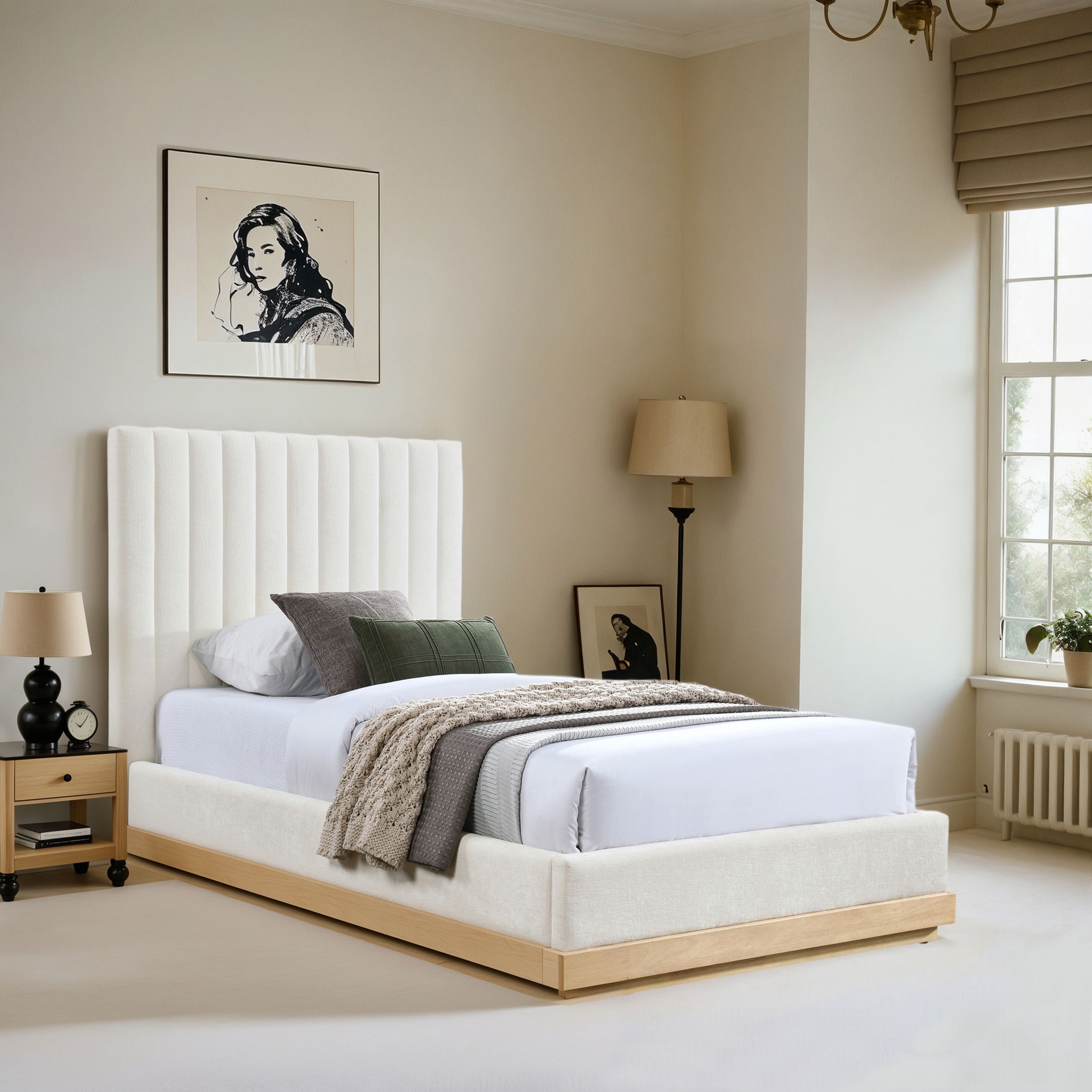 Emmet - Chenille Twin Bed - Cream