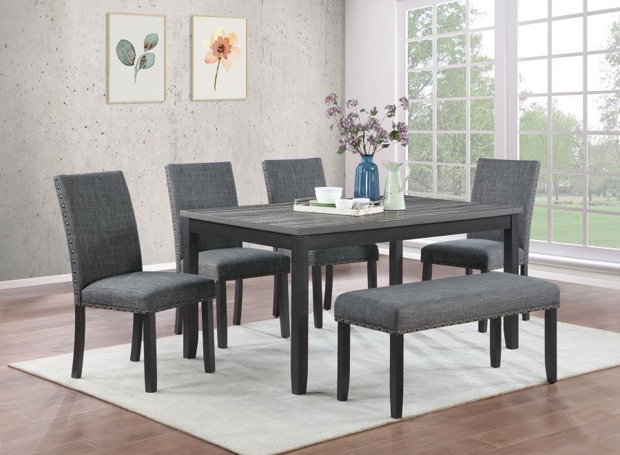 6 Piece Dining Set - Gray And Black