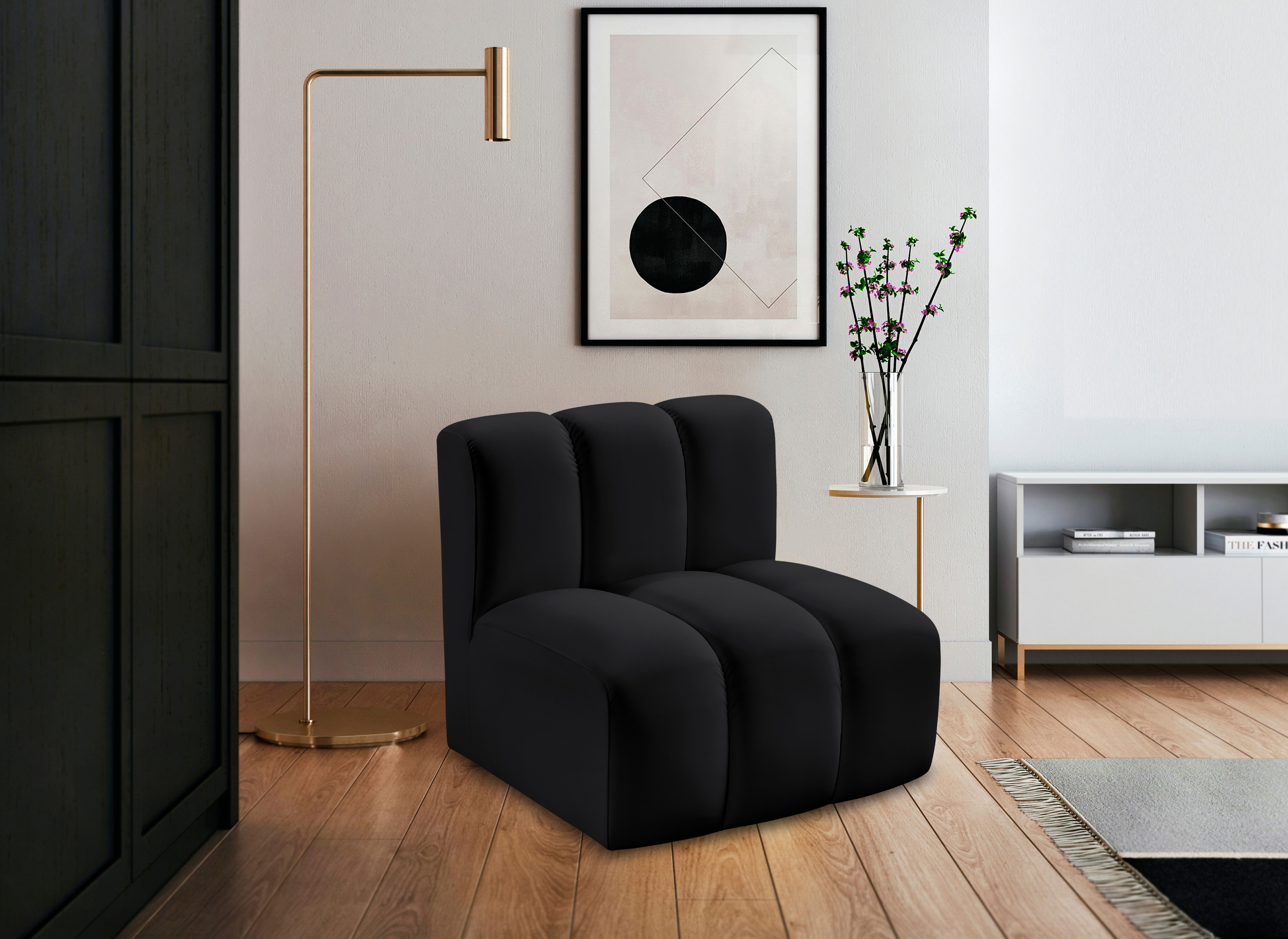 Arc - Faux Leather Straight Chair - Black