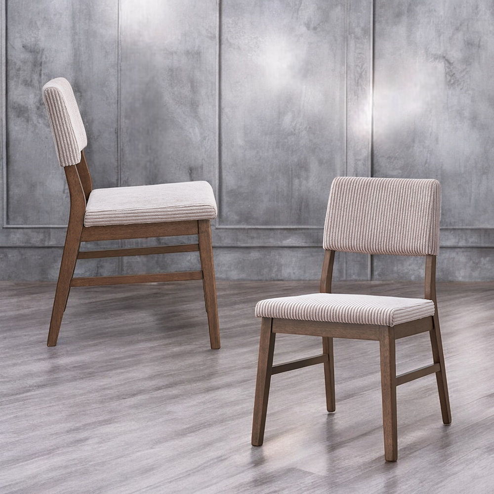 Seda - Corduroy Side Chair (Set of 2) - Dusty Mauve & Walnut, beige
