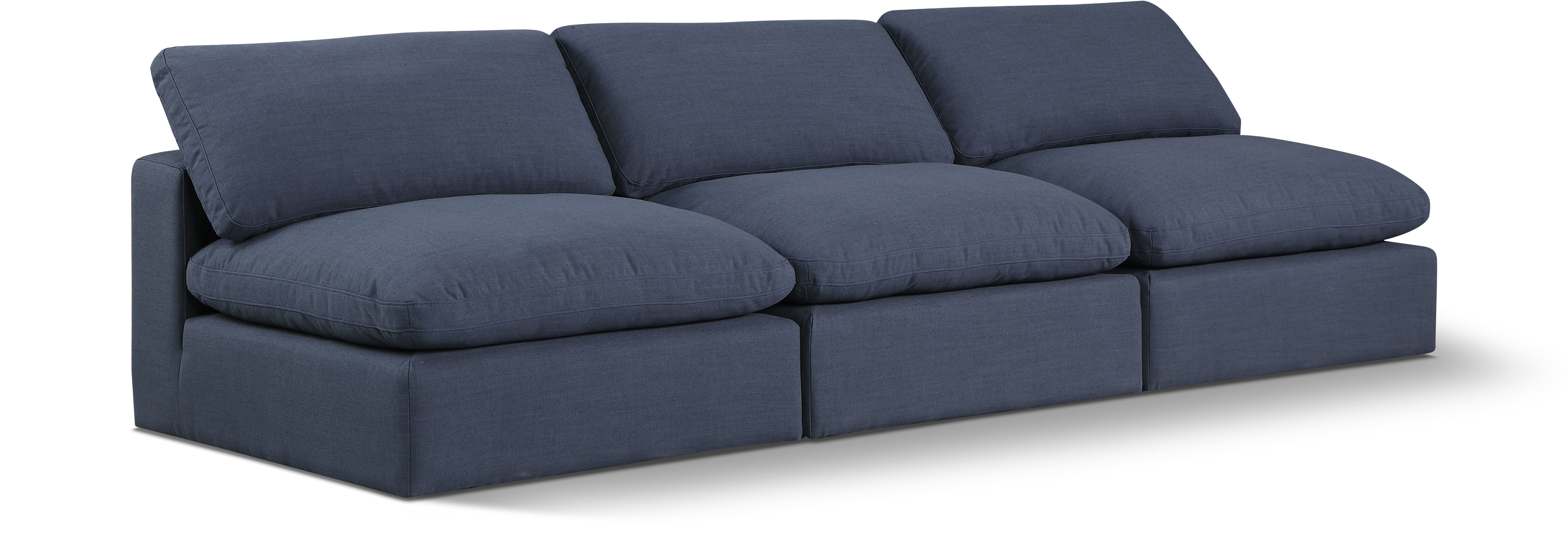 Comfy - Linen Modular Armless Sofa 3 Seats - Navy
