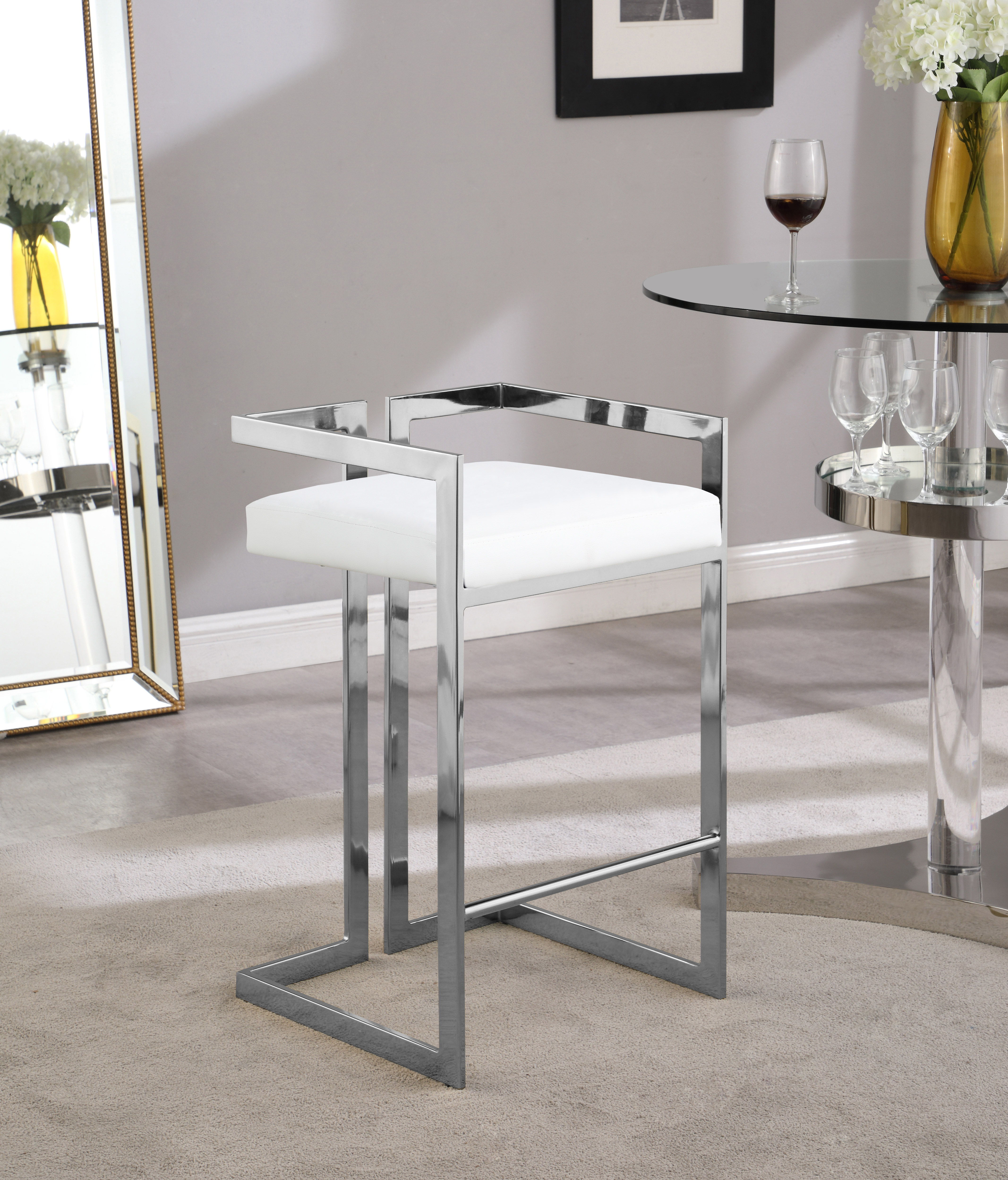 Ezra - Faux Leather Stool (Set of 2) - White