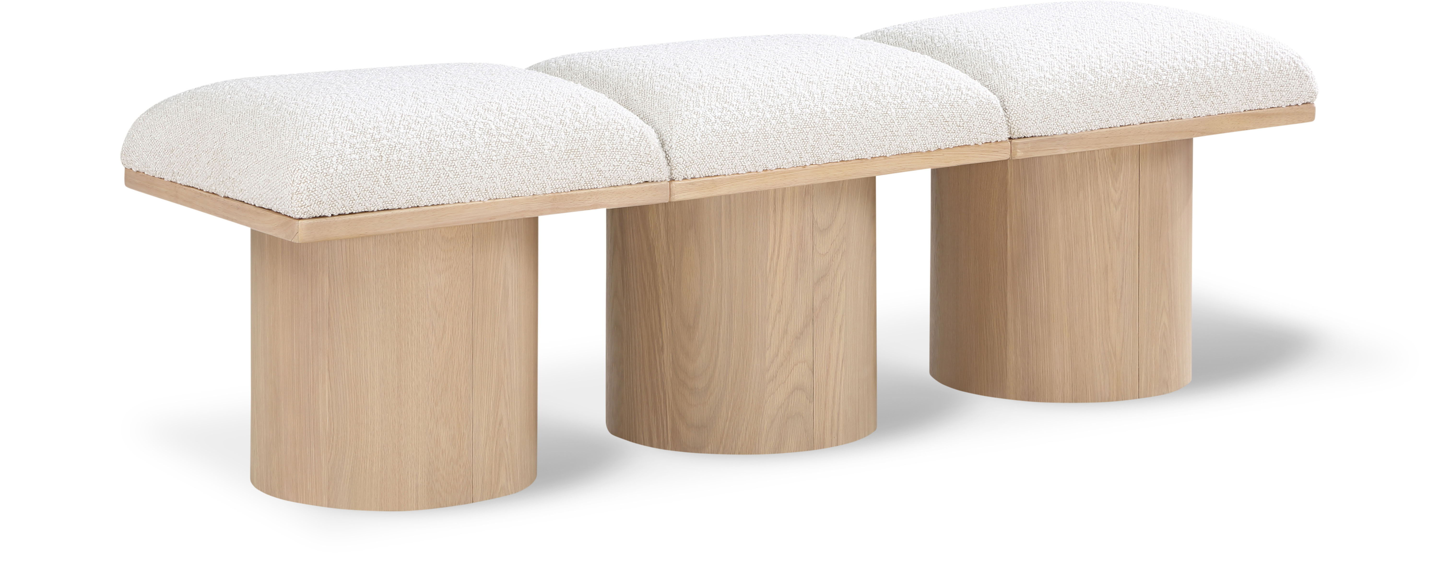 Pavilion - 54" 3 Piece Modular Bench With Natural Base - Cream