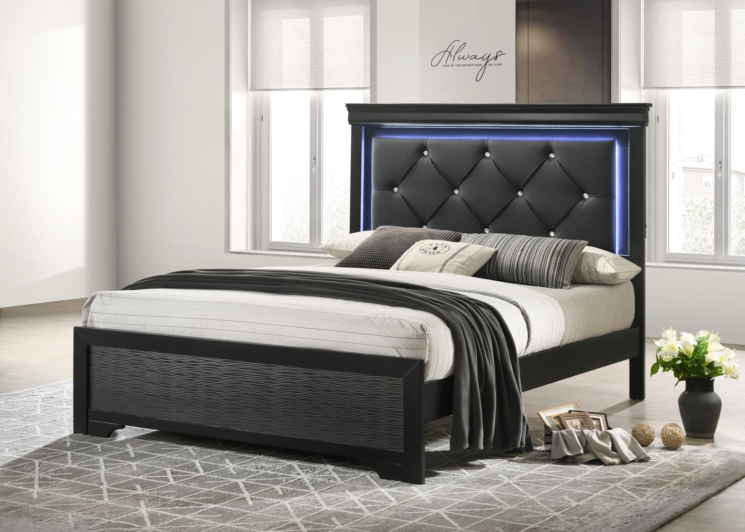 B395 - King LED Bed Frame - Black