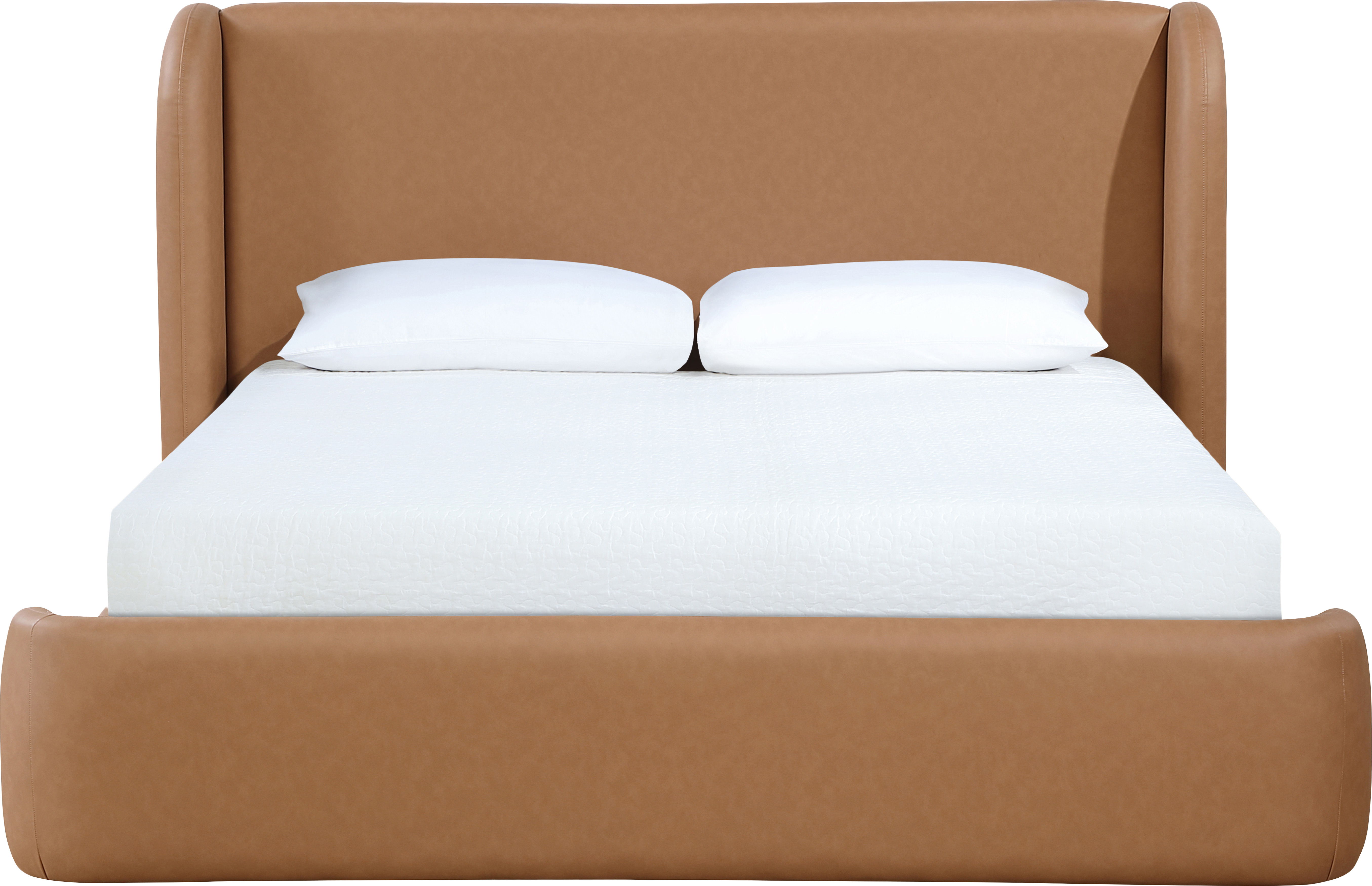 Warby - Vegan Leather Upholstered King Bed - Cognac