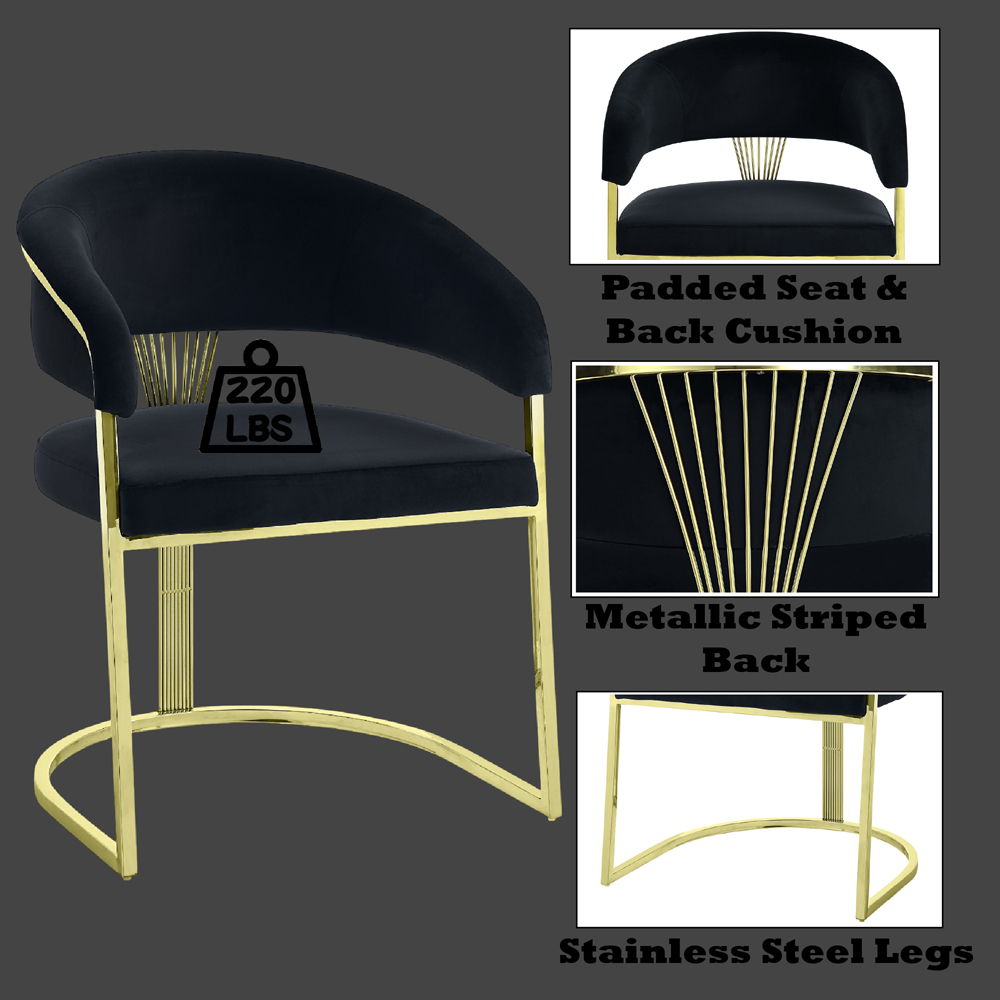 Fallon - Side Chair - Black Velvet & Mirrored Gold, black, view 7