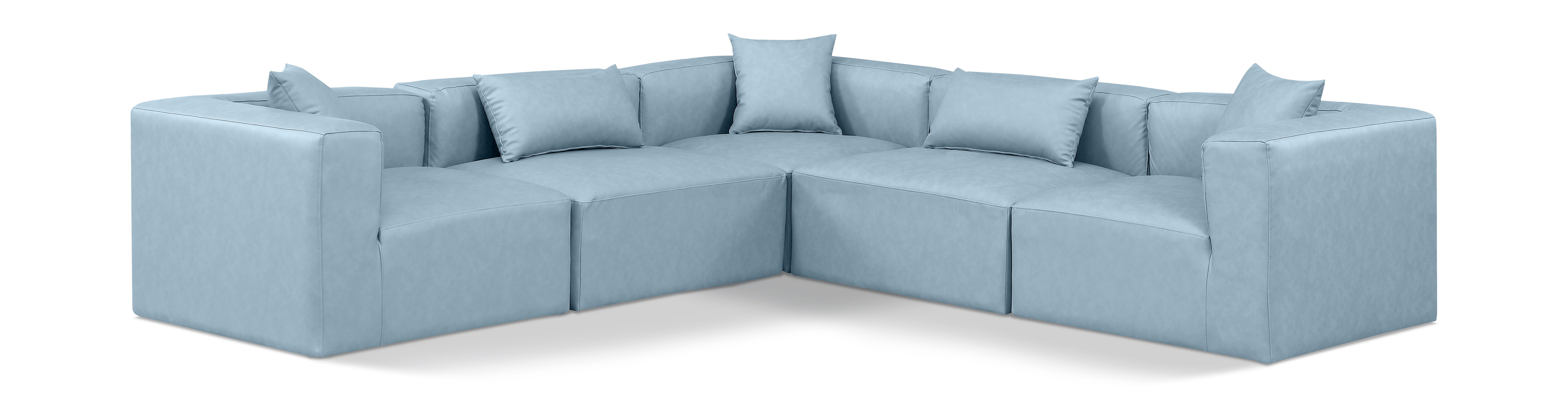 Cube - 5 Piece Modular Corner Sectional - Light Blue