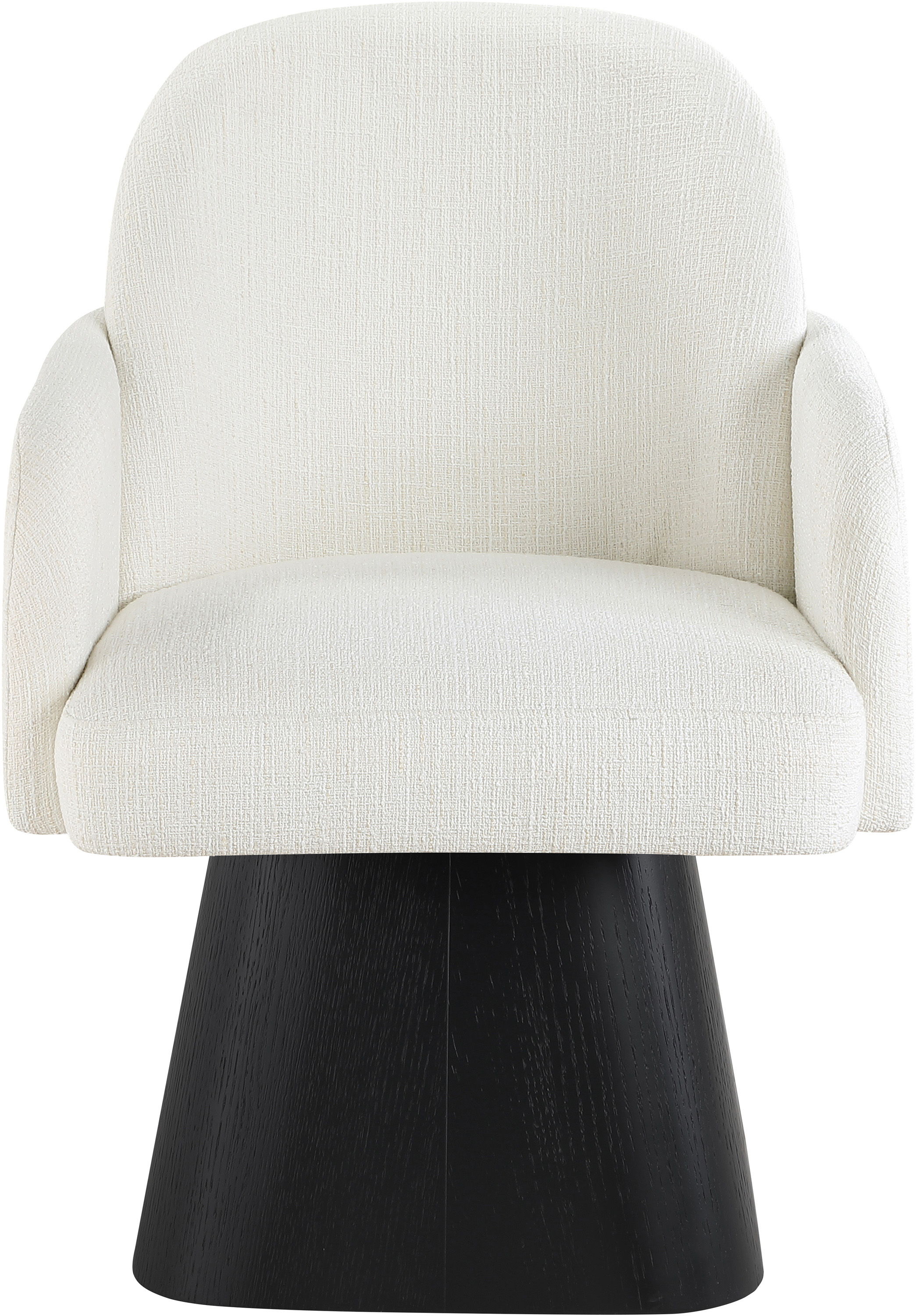 Marlowe - Linen Textured Fabric Upholstered Swivel Dining Arm Chair - Cream / Stained Black