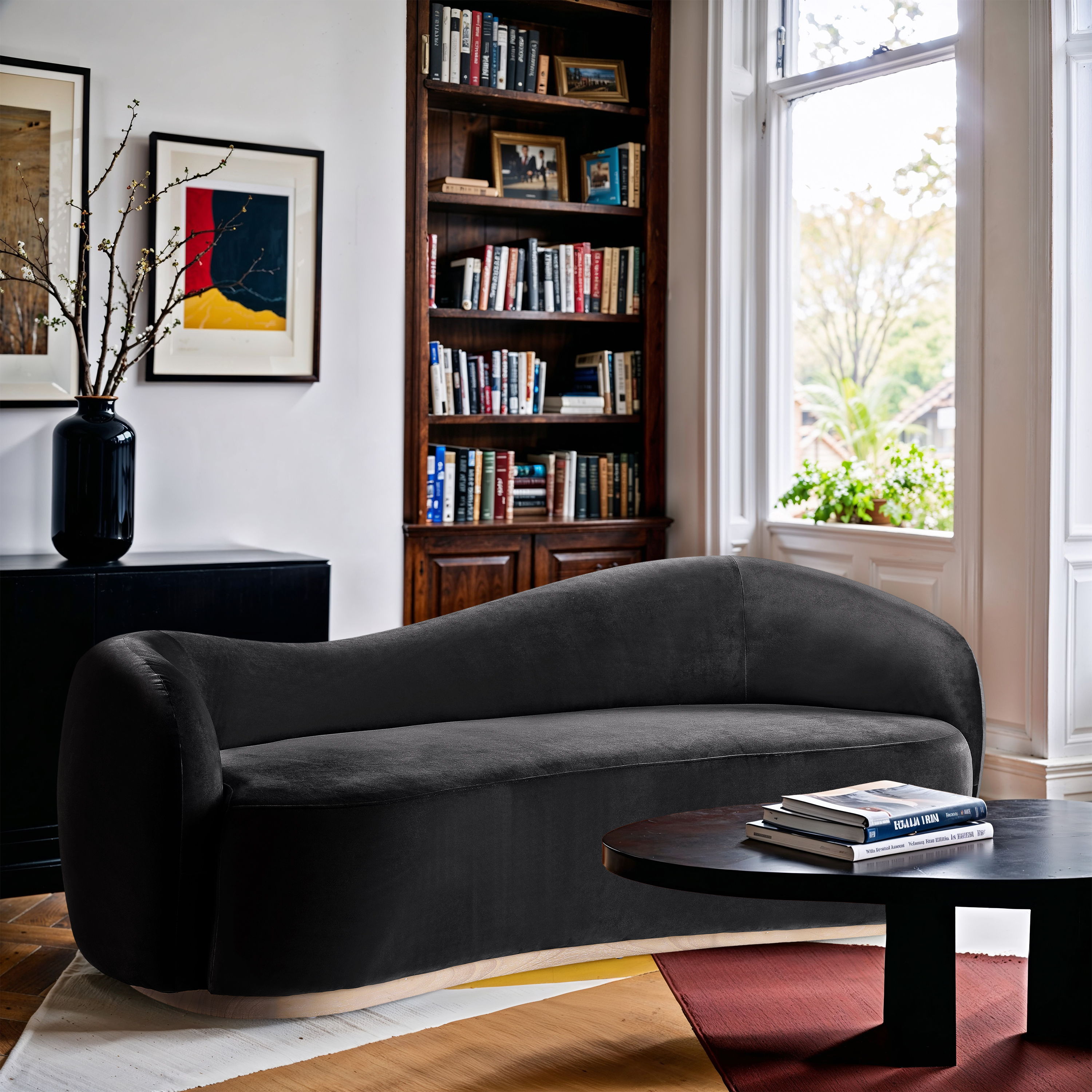 Gustavo - Velvet 92.5" Upholstered Sofa - Black