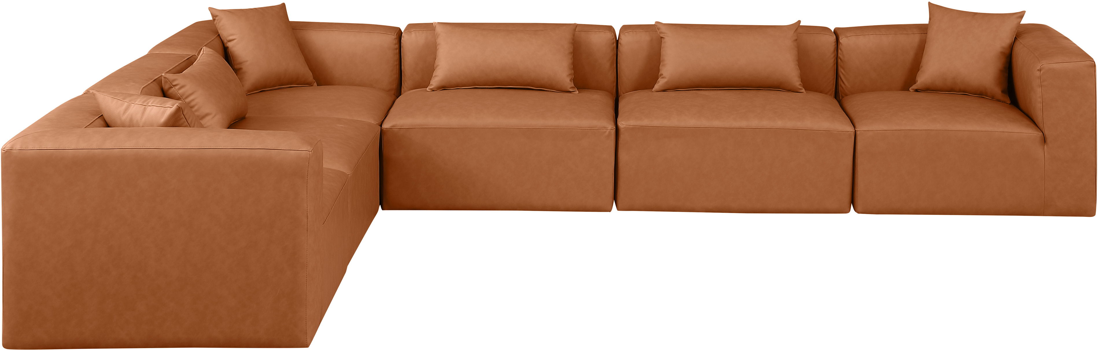 Cube - 6 Piece Modular Corner Sectional - Cognac