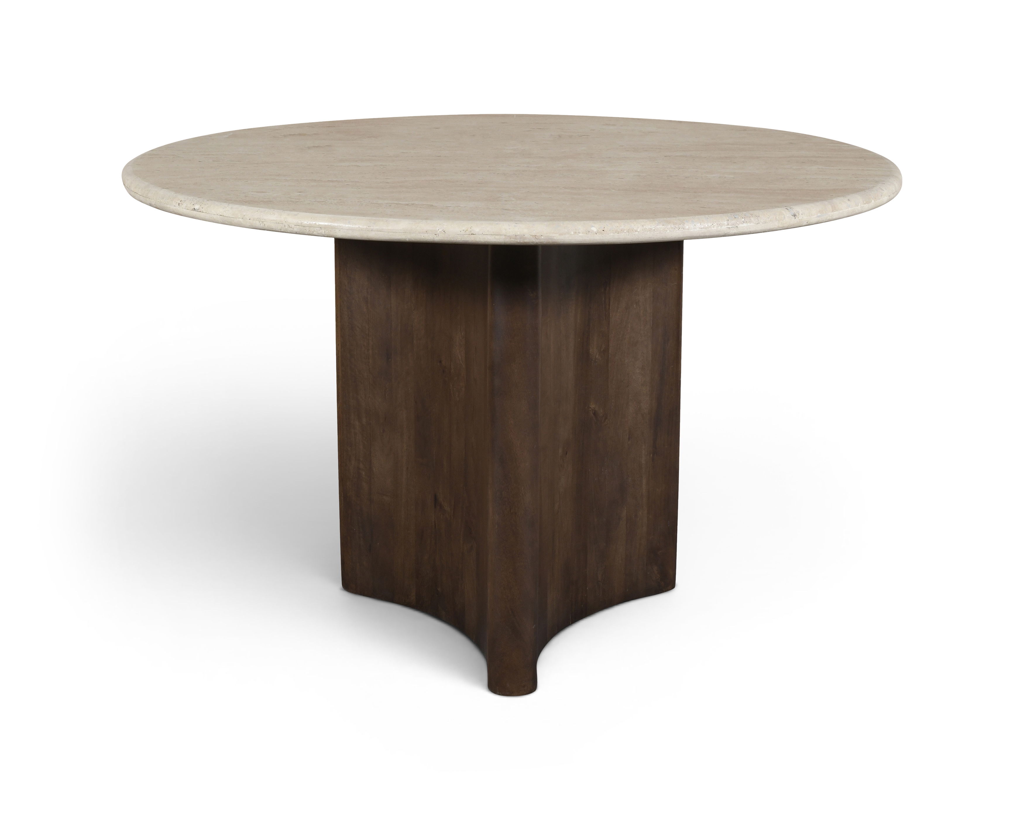 Pietra - 48" Travertine And Mango Wood Dining Table - Brown / Beige