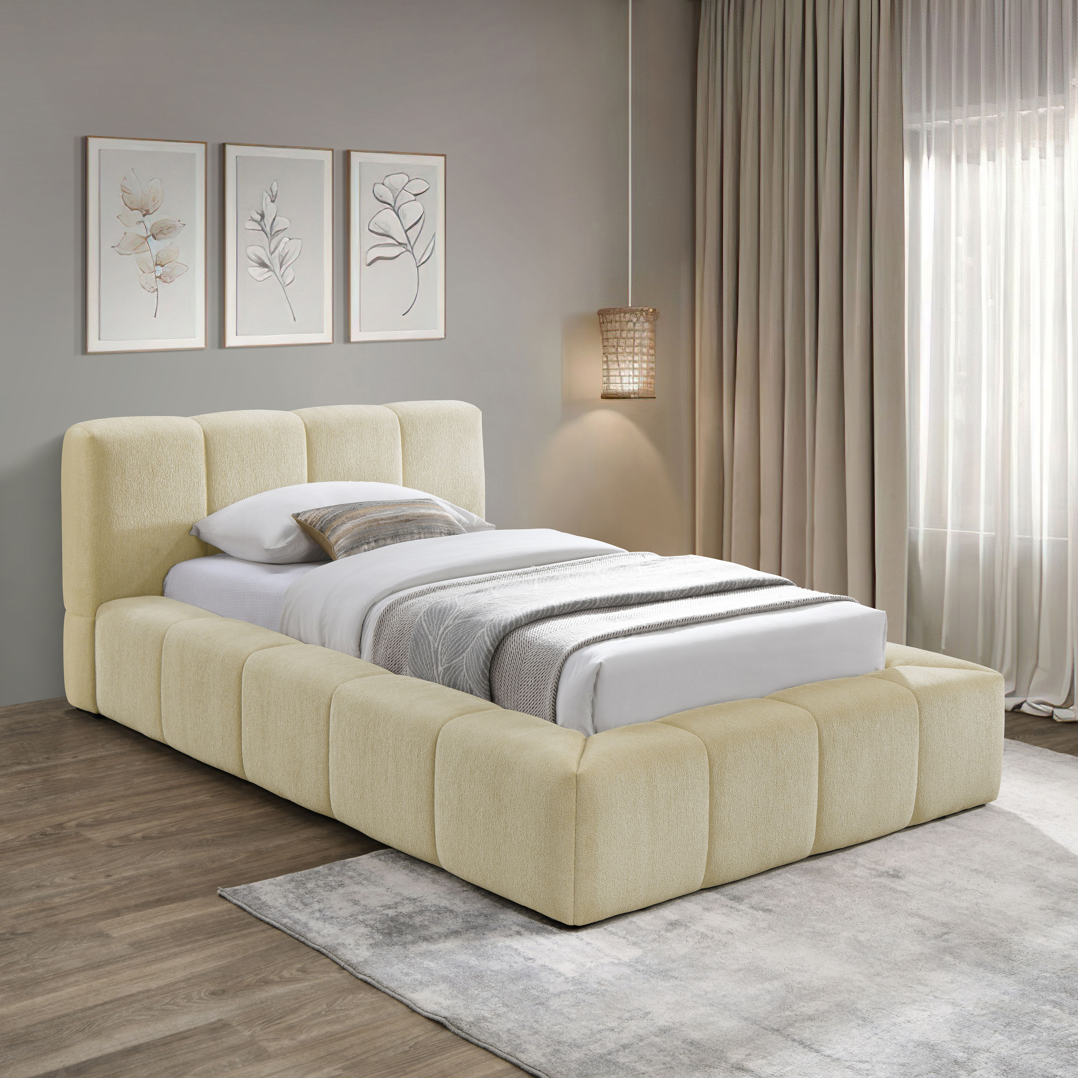 Carlin - Twin Bed - Beige
