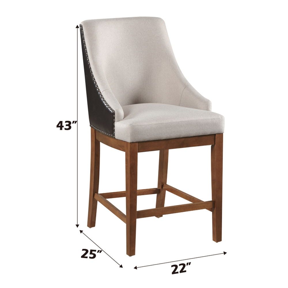 Gilsea - Counter Height Chair (Set of 2) - Fabric, Brown Synthetic Leather & Brown, light brown, view 5