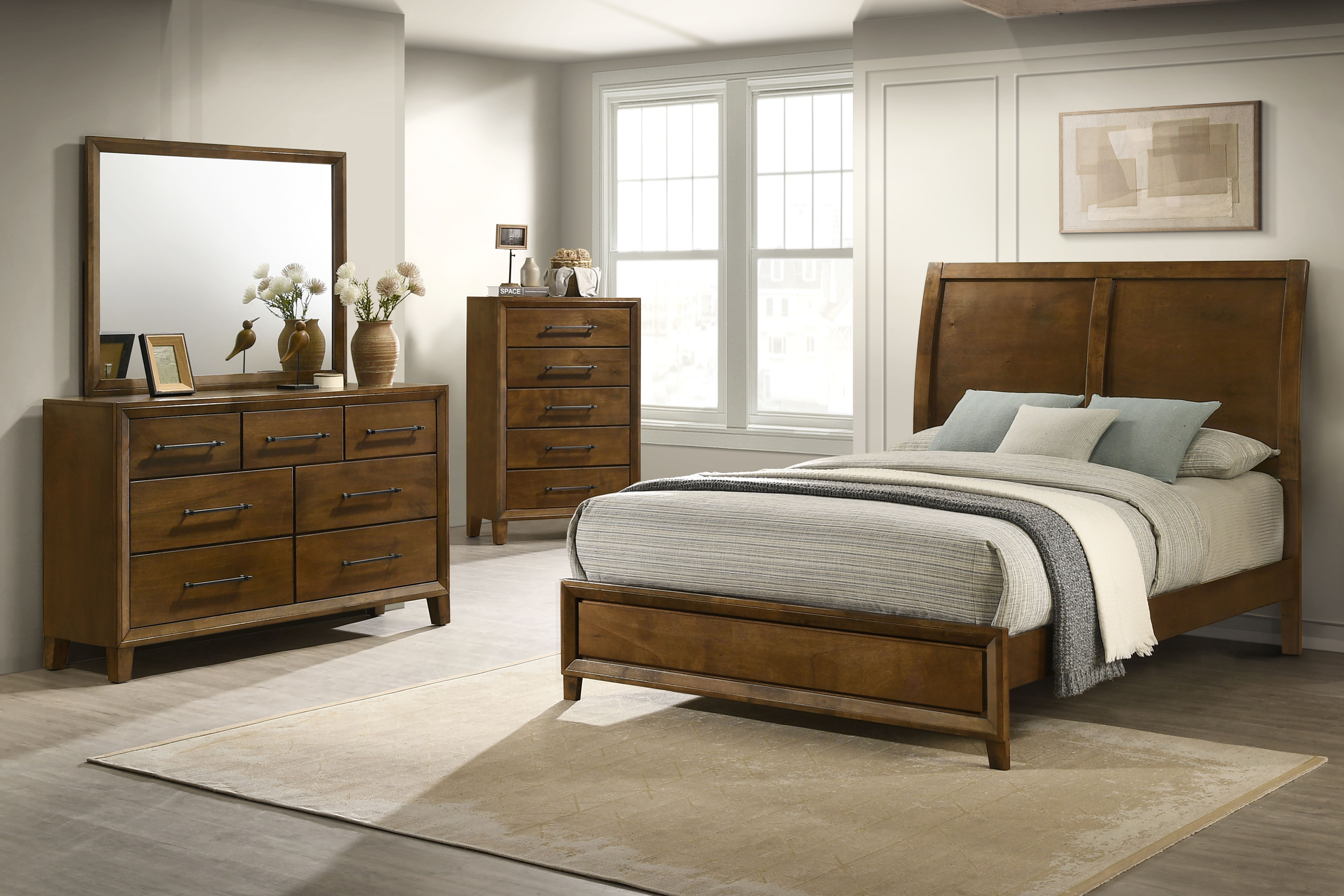 Ballard - 5/0 Queen 4 Piece Bedroom Set (Bed, Dresser, Mirror, Chest) - Brown
