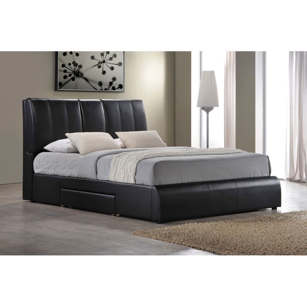 Kofi - Eastern King Bed With Storage - Black Synthetic Leather, black