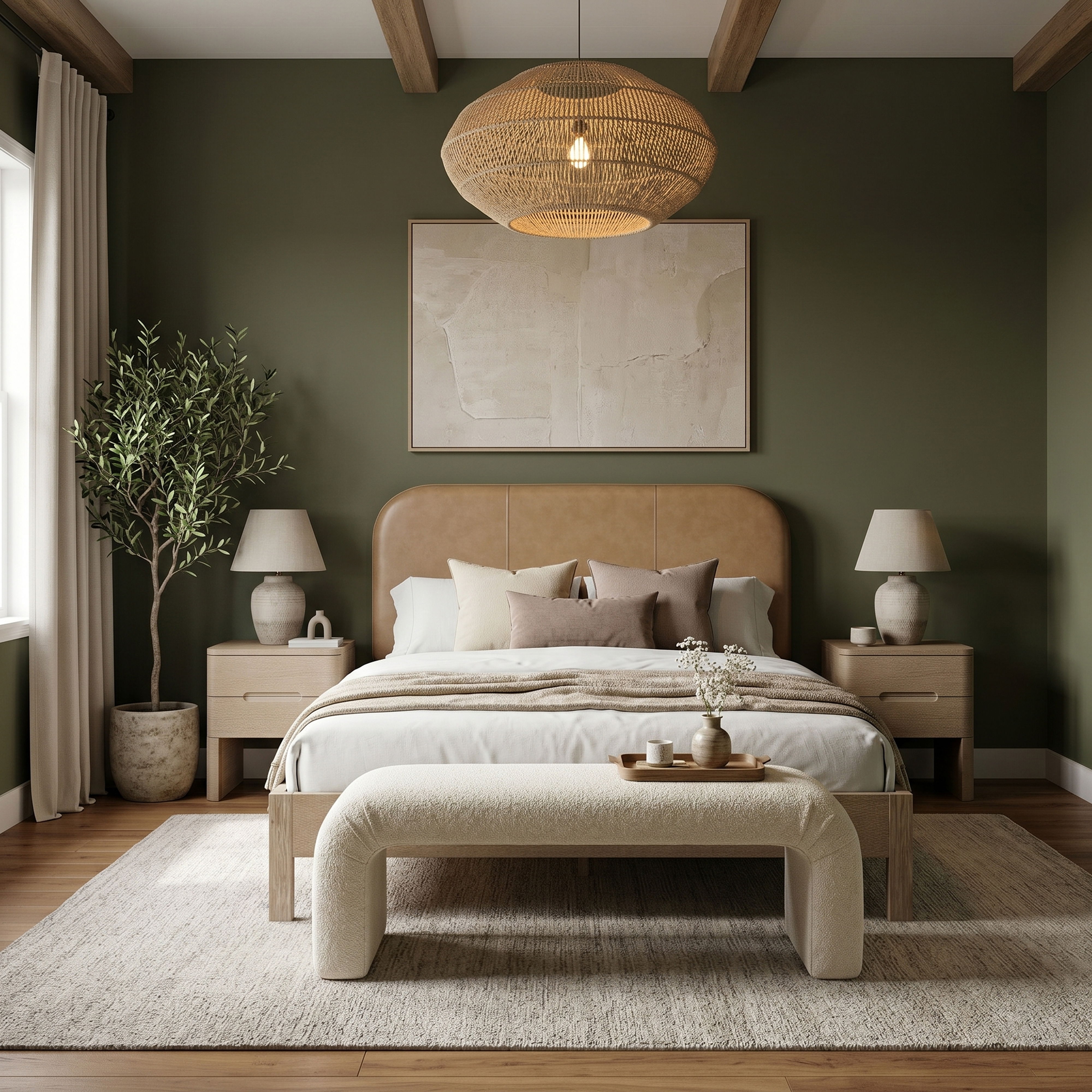 Caswell - Upholstered Queen Bed - Natural