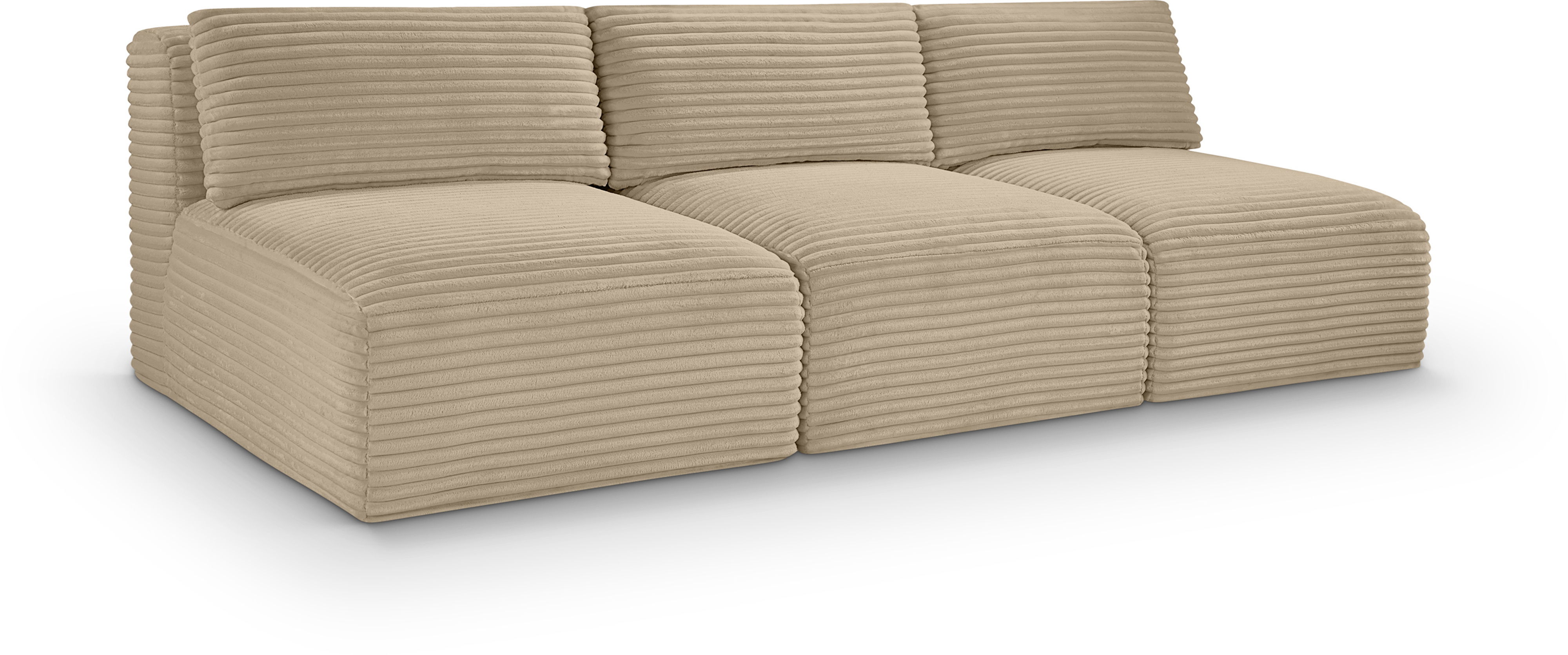 Shaggy - 3 Seat Modular Armless Sofa - Taupe