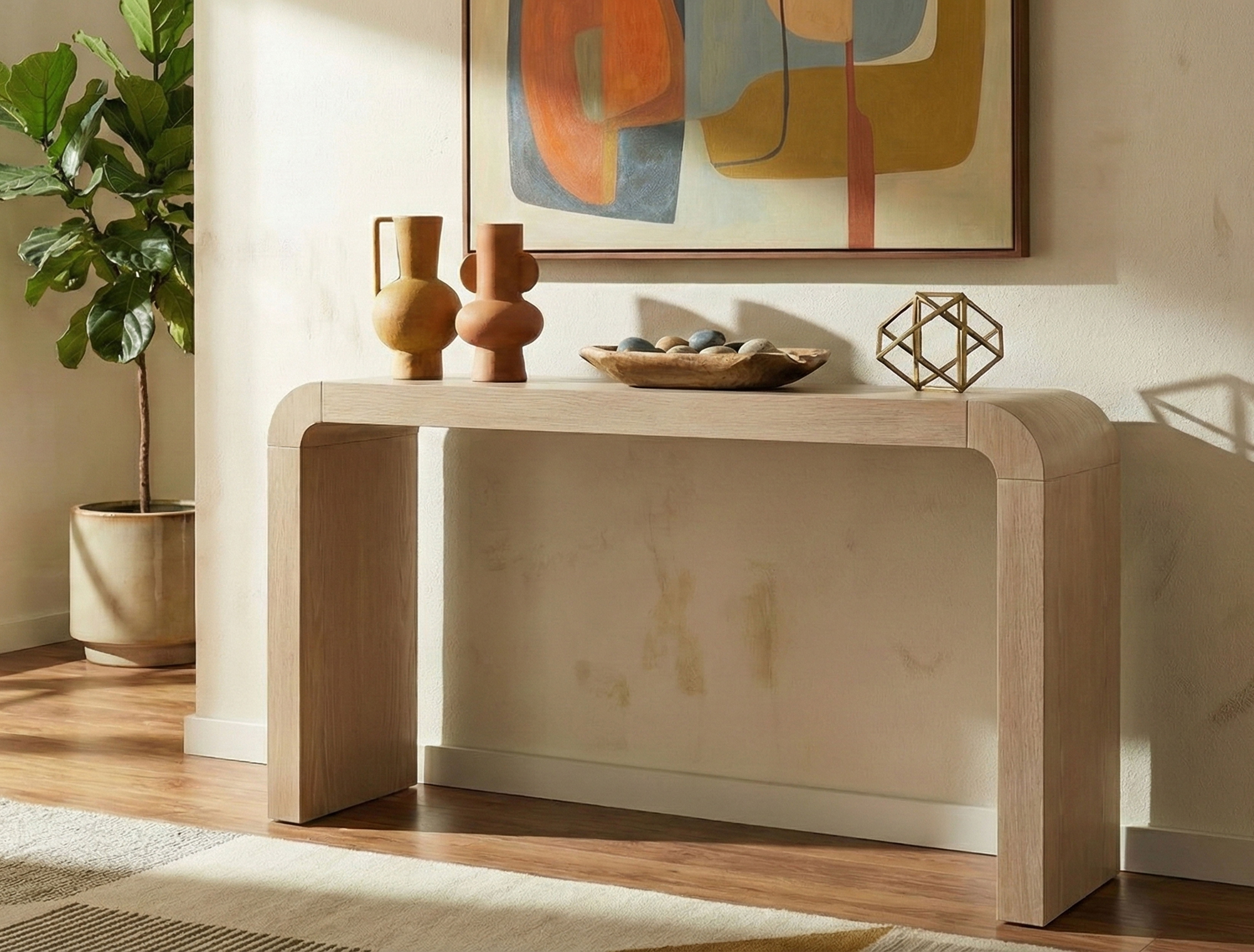 Toulon - Oak Veneer Console Table - Natural