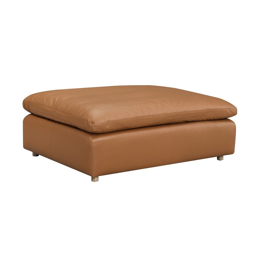 Brighton - Ottoman - Brown Top Grain Leather, light brown