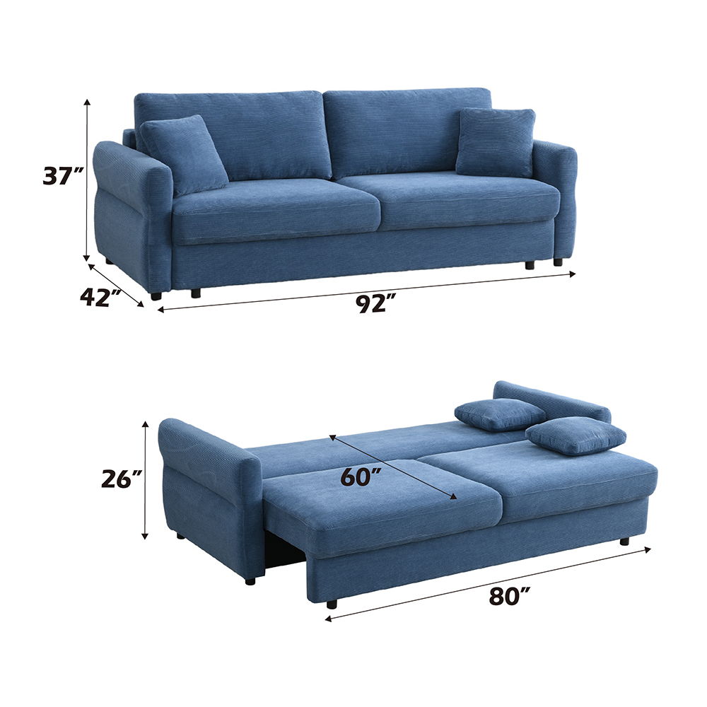 Haran - Sofa With Sleeper - Blue Fabric, blue, view 8