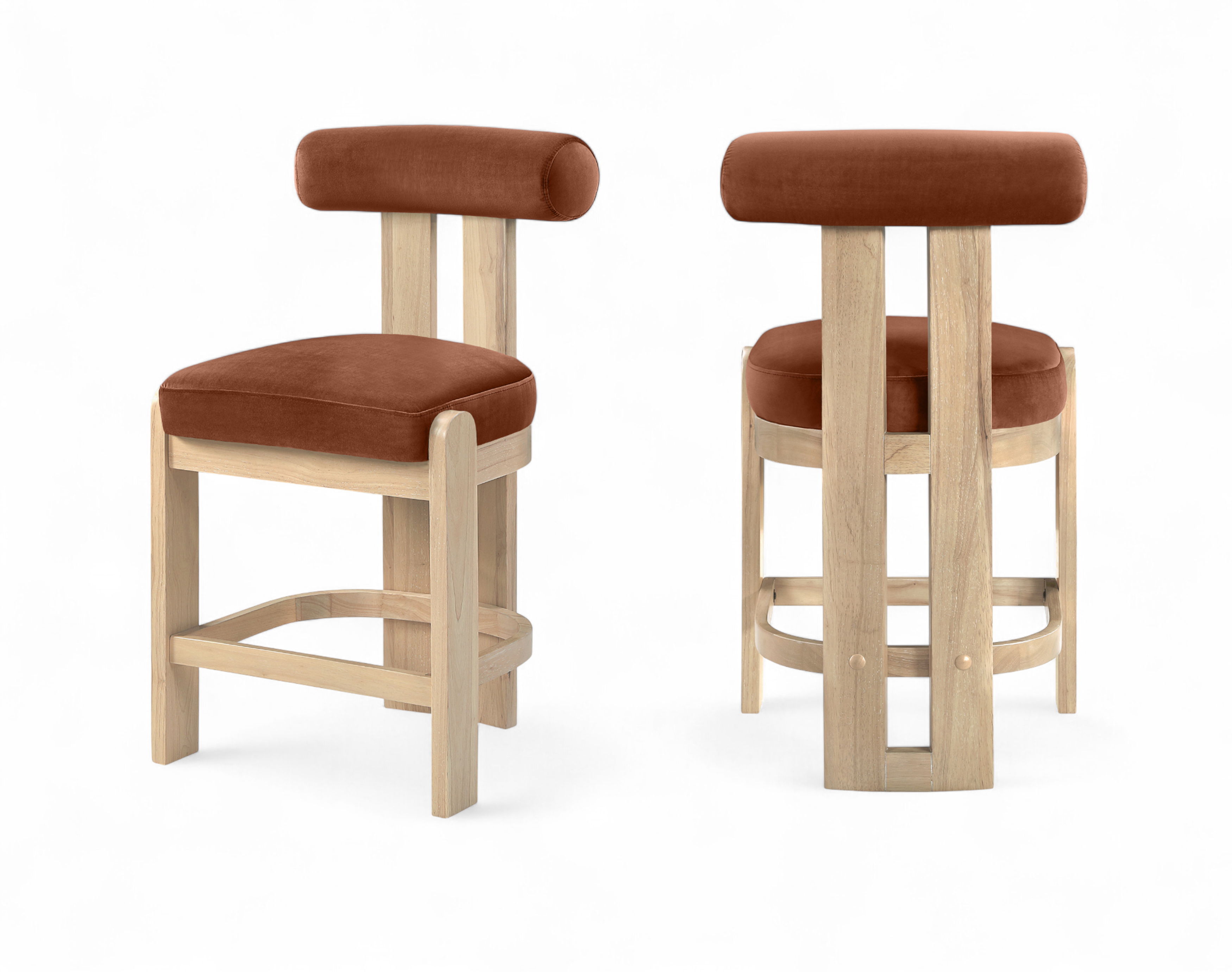 Arienzo - Velvet Performance Fabric Upholstered Counter Stool (Set of 2) - Cognac
