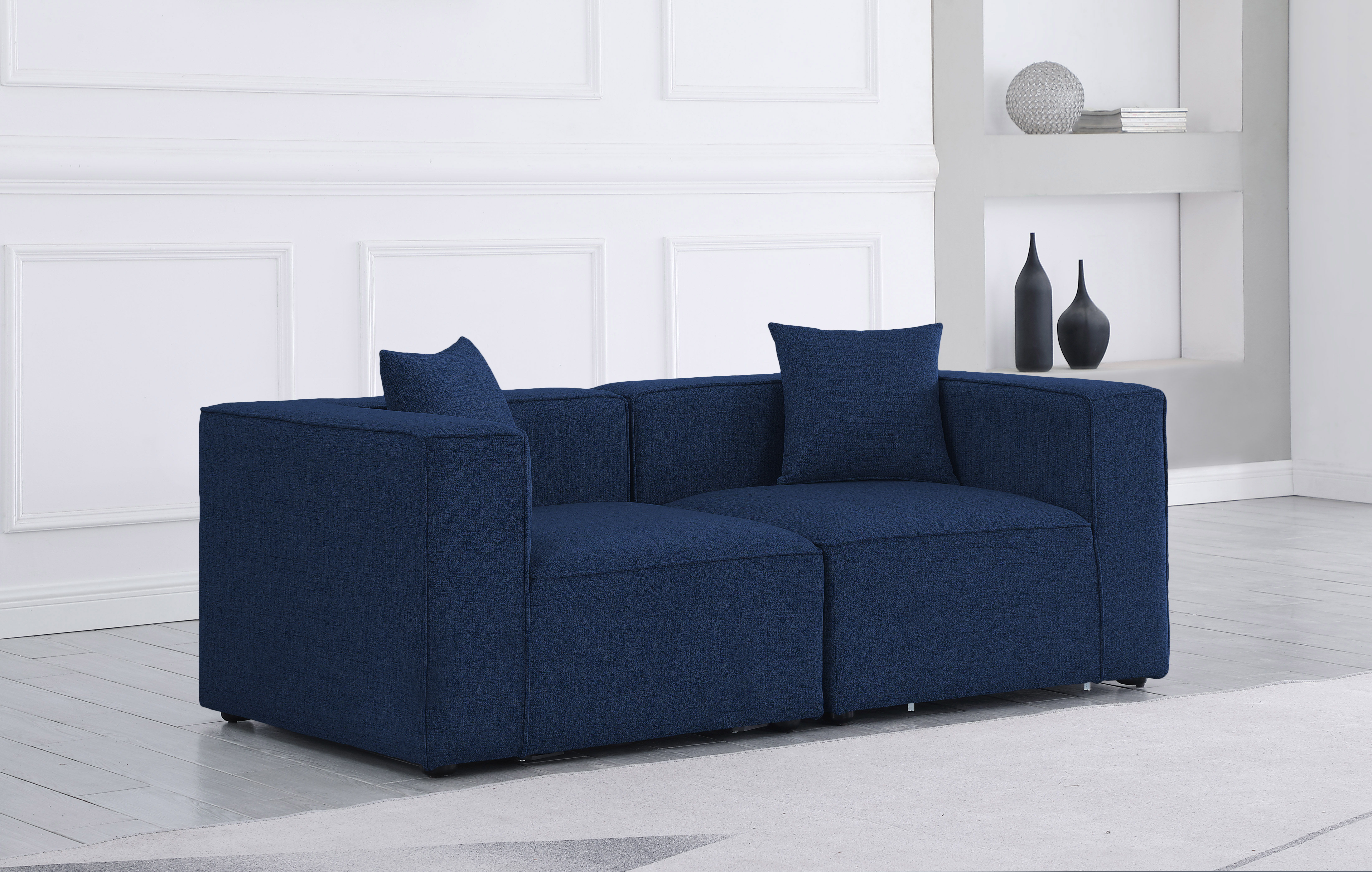 Cube - Linen Modular 2 Piece Sofa - Navy