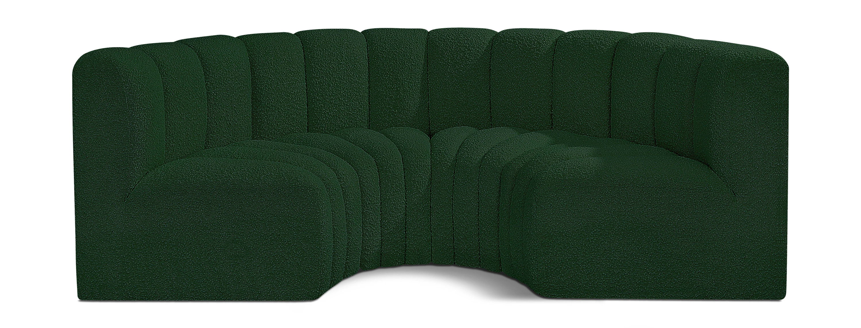 Arc - Boucle Fabric 4 Piece U-Shaped Modular Sofa - Green