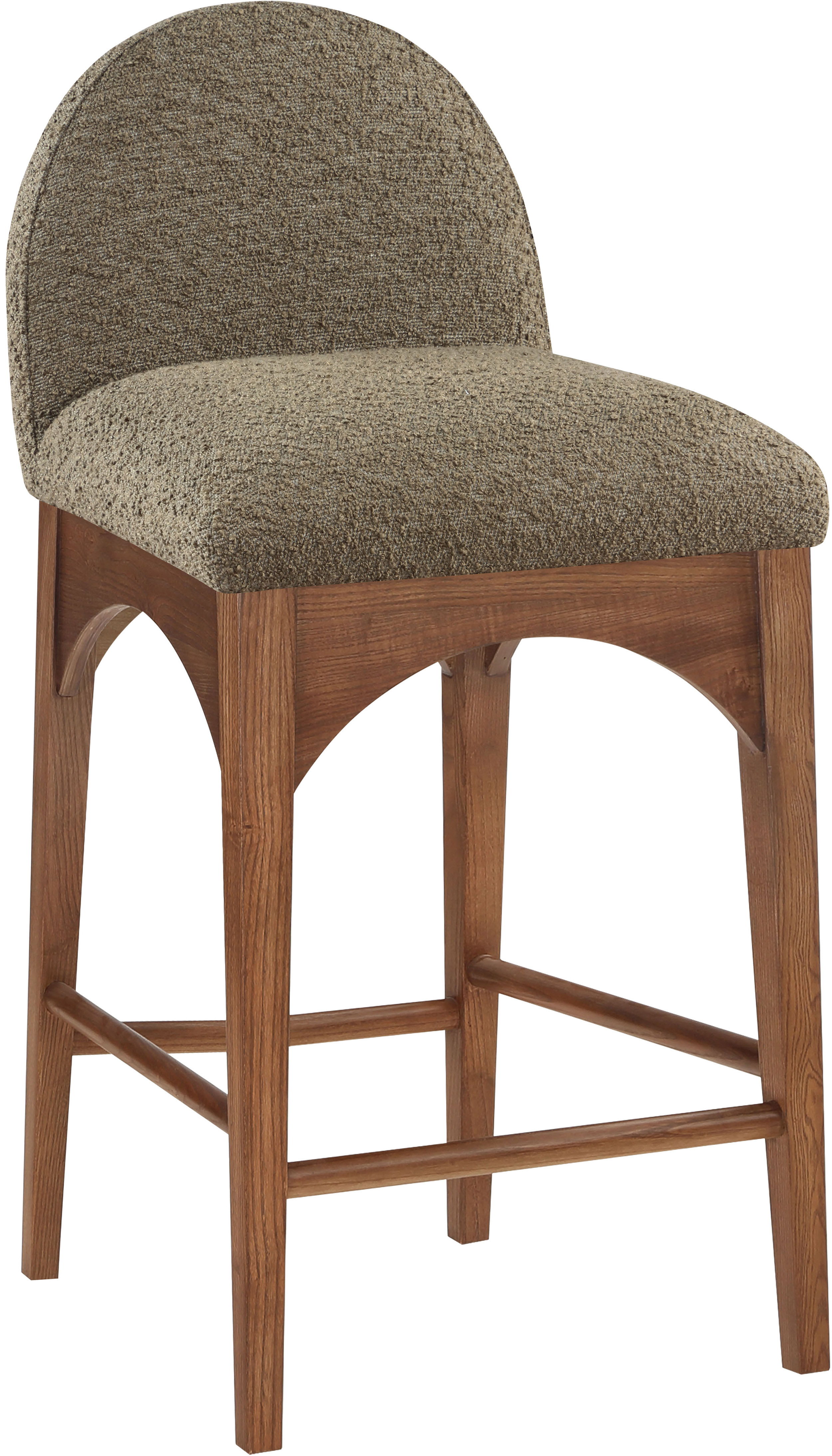 Waldorf - Boucle Stool With Brown Legs - Olive
