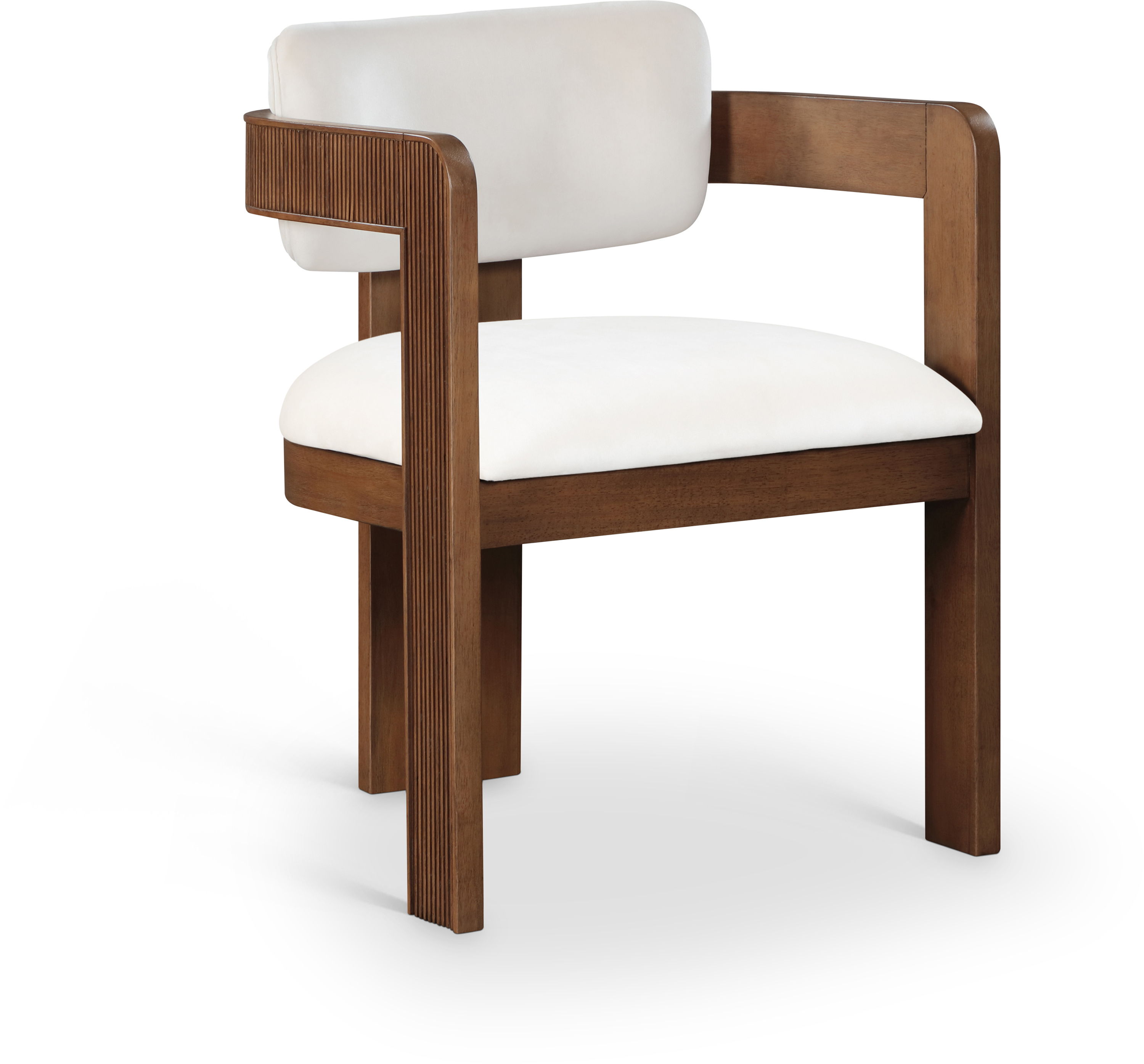 Sacha - Velvet Dining Chair With Brown Base (Set of 2) - Cream