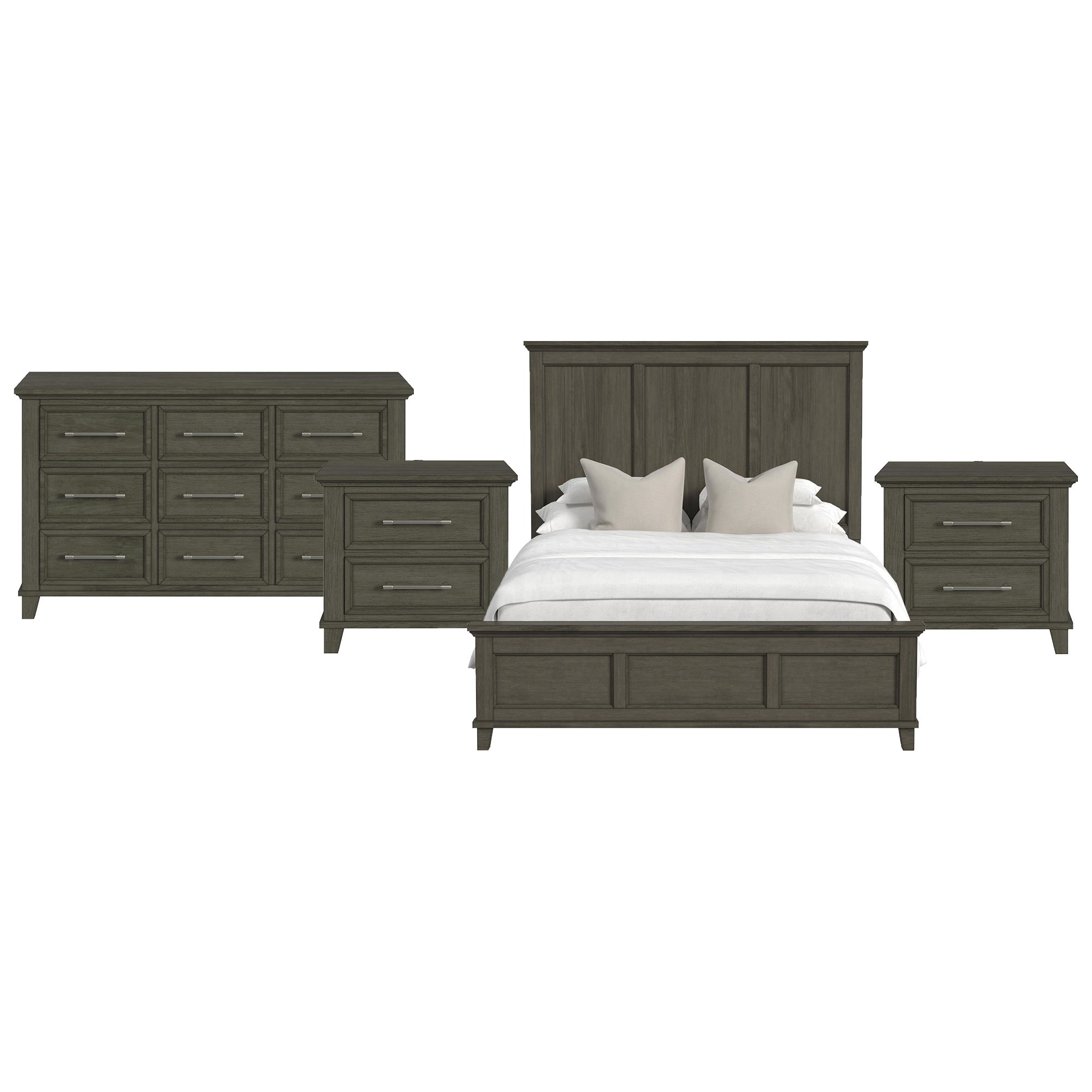 Queen · 4 Pc · Bedroom Set With 2 Nightstands & Dresser