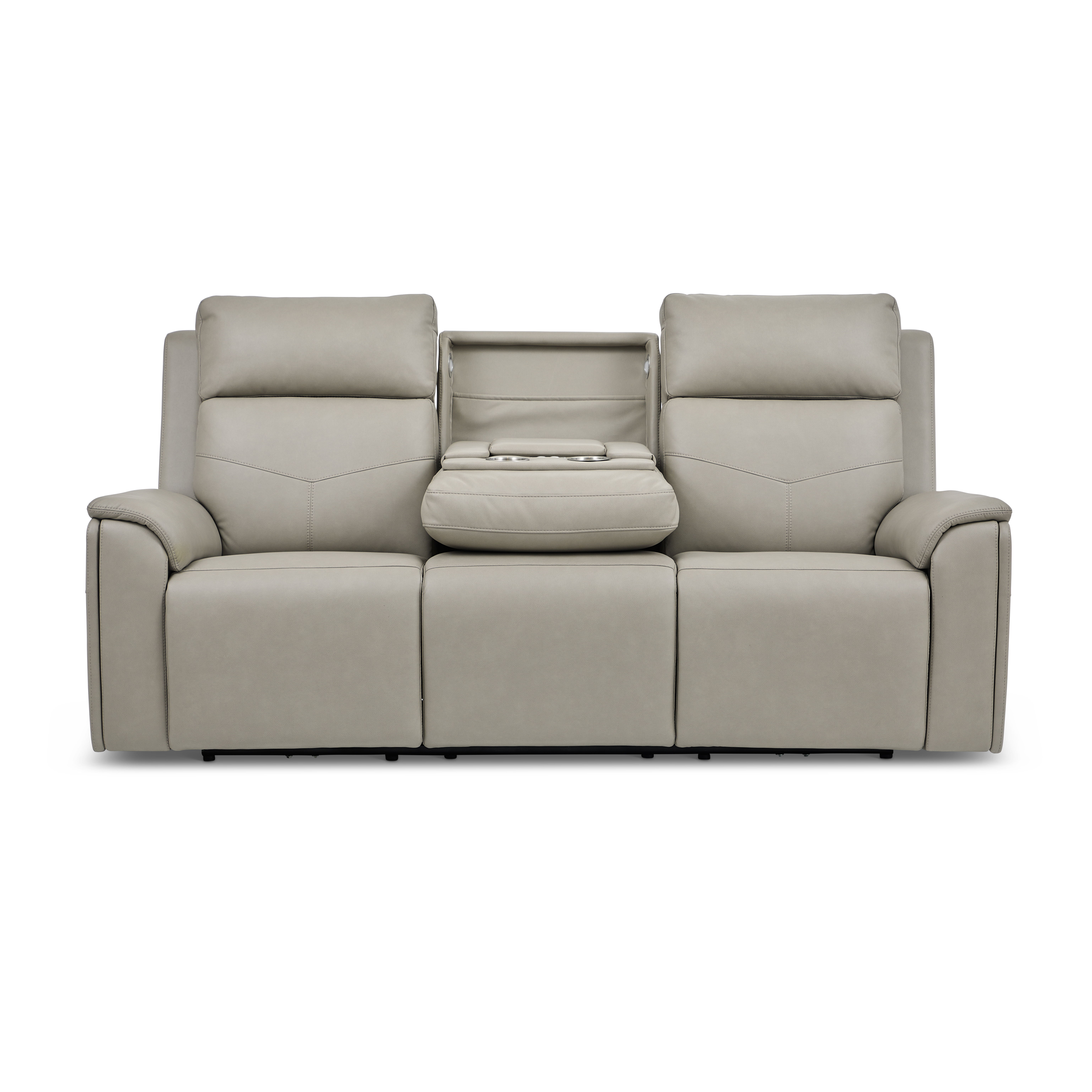 Vernon - Power Reclining Sofa With Console, Power Headrest, Lumbar, Heat & Massage - Beige, light gray, view 5