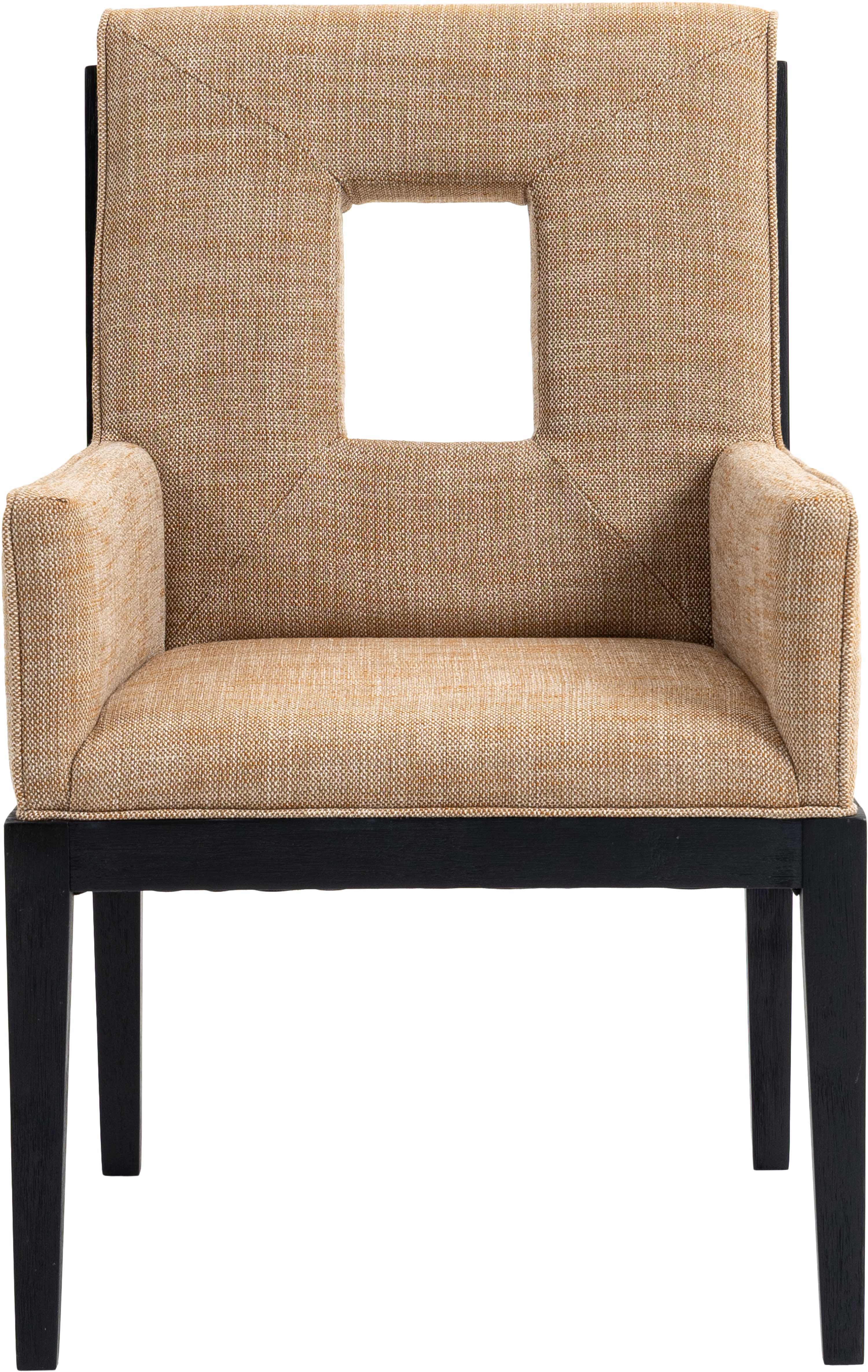 Gwendolyn - Dining Arm Chair With Black Frame - Cognac