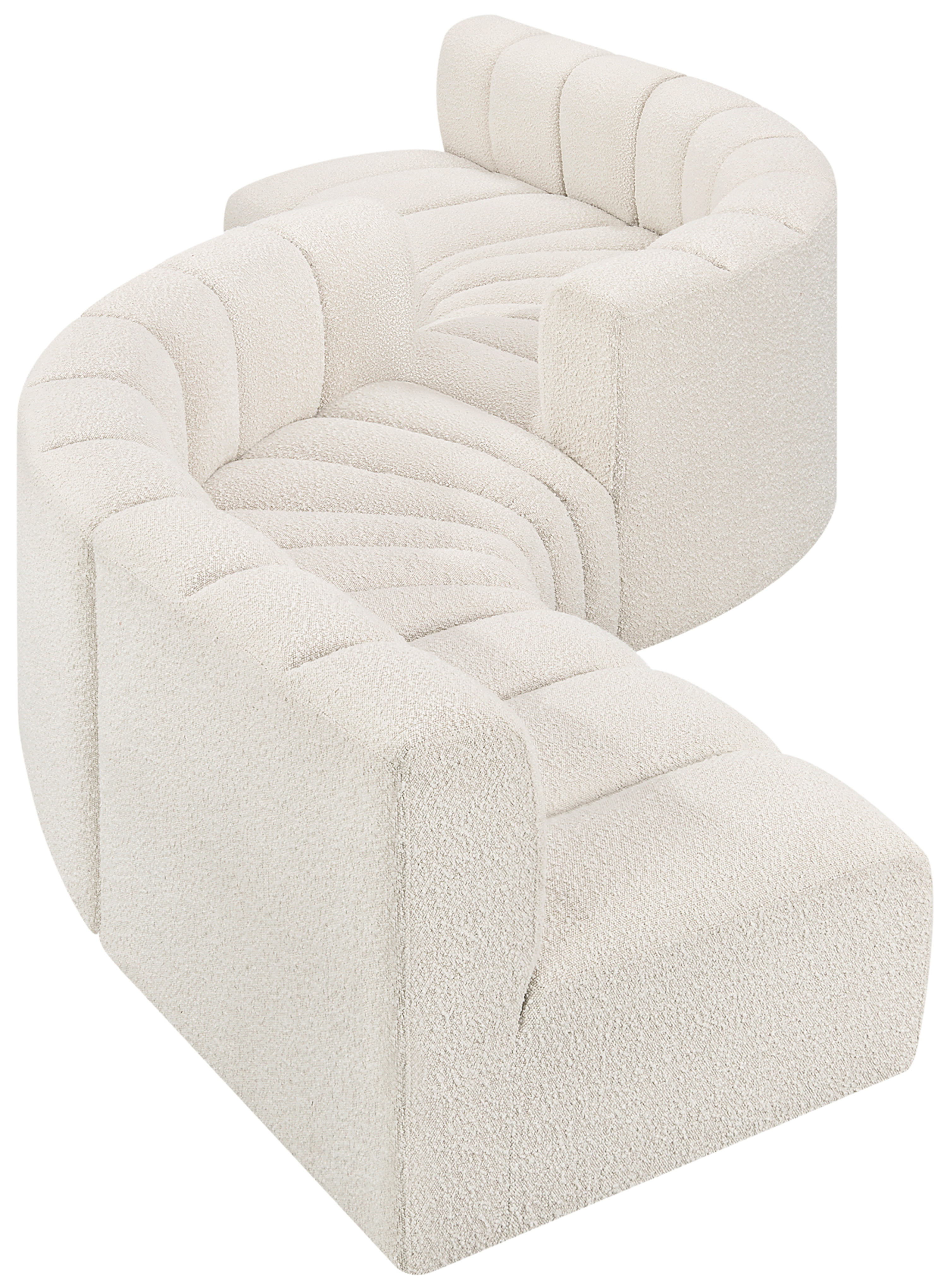 Arc - Boucle Fabric 6 Piece Modular Sofa - Cream