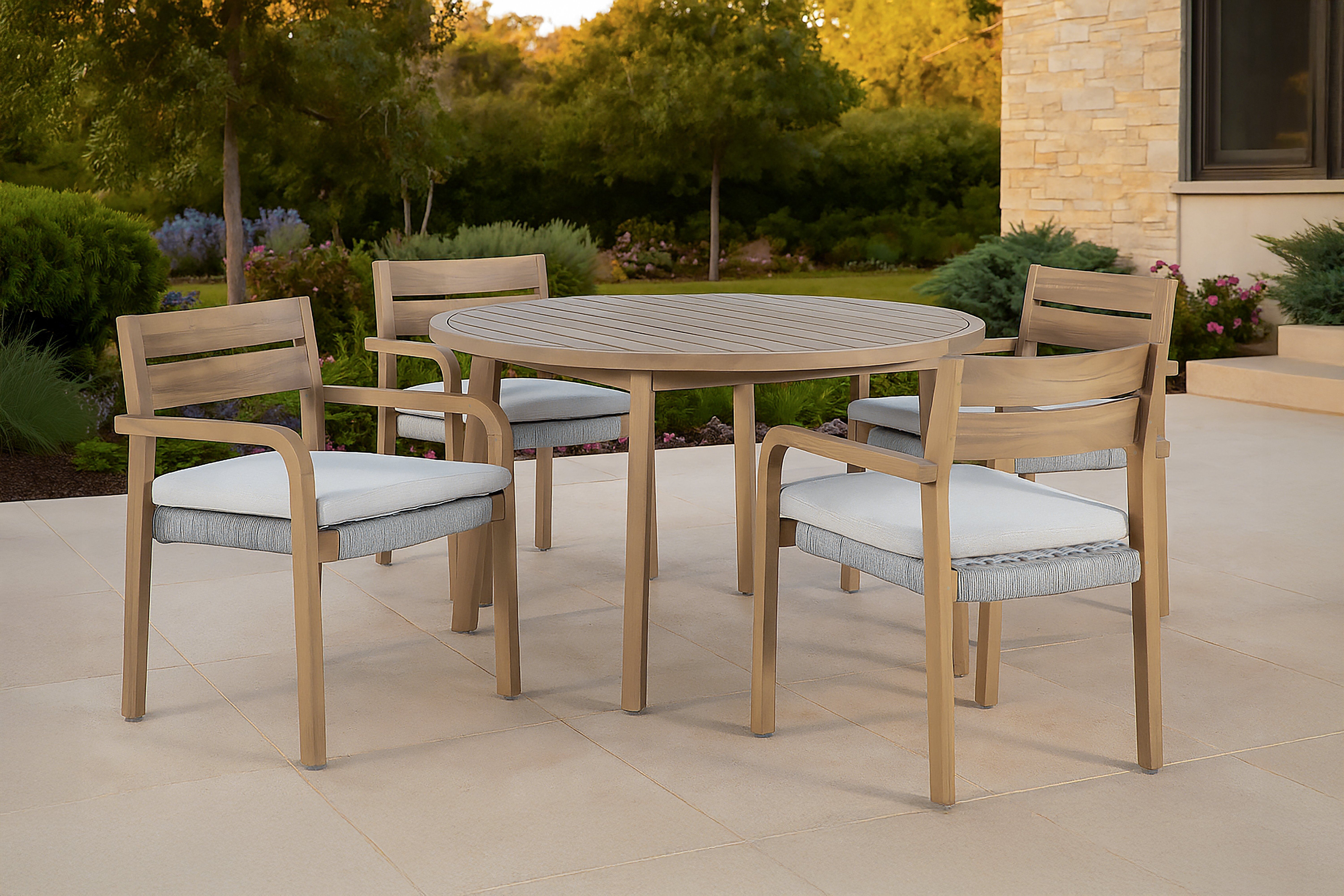 Arden - Round Patio Dining Table - Natural, light brown, view 7