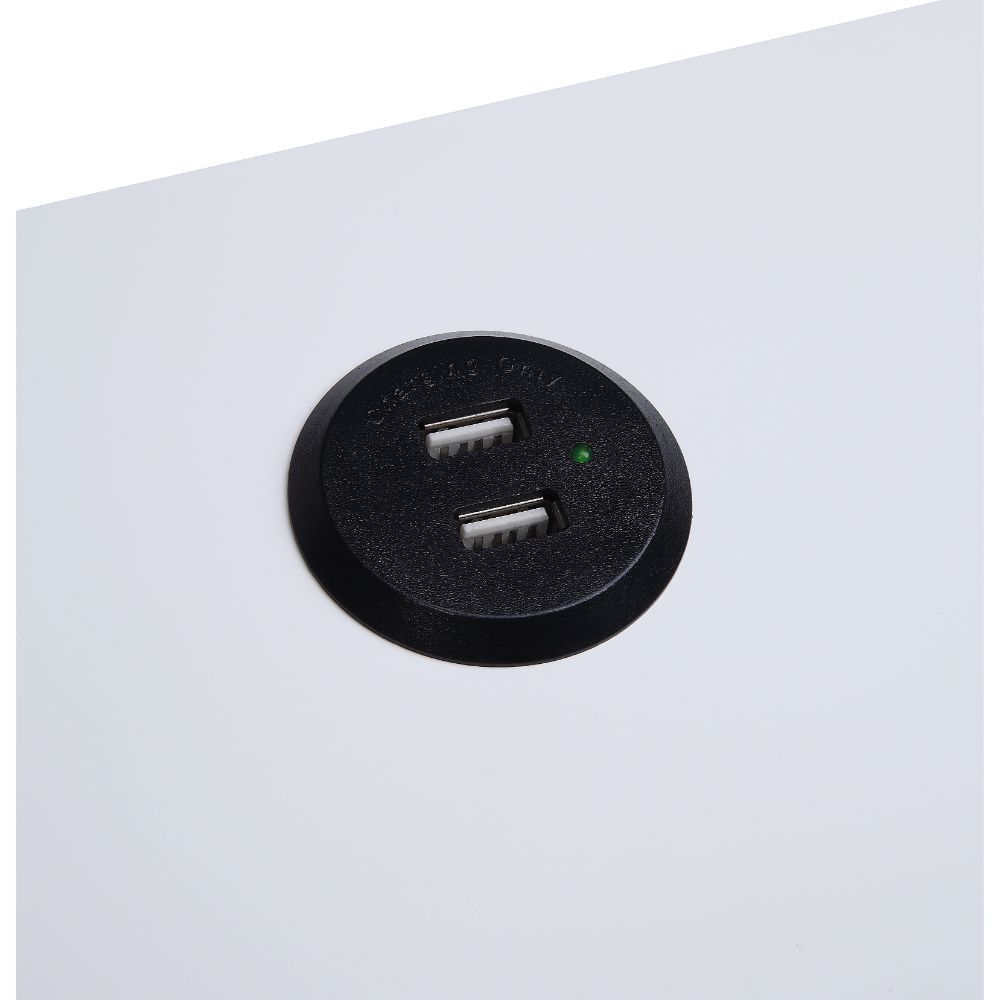Fierce - Accent Table With USB - White & Black, white, view 3
