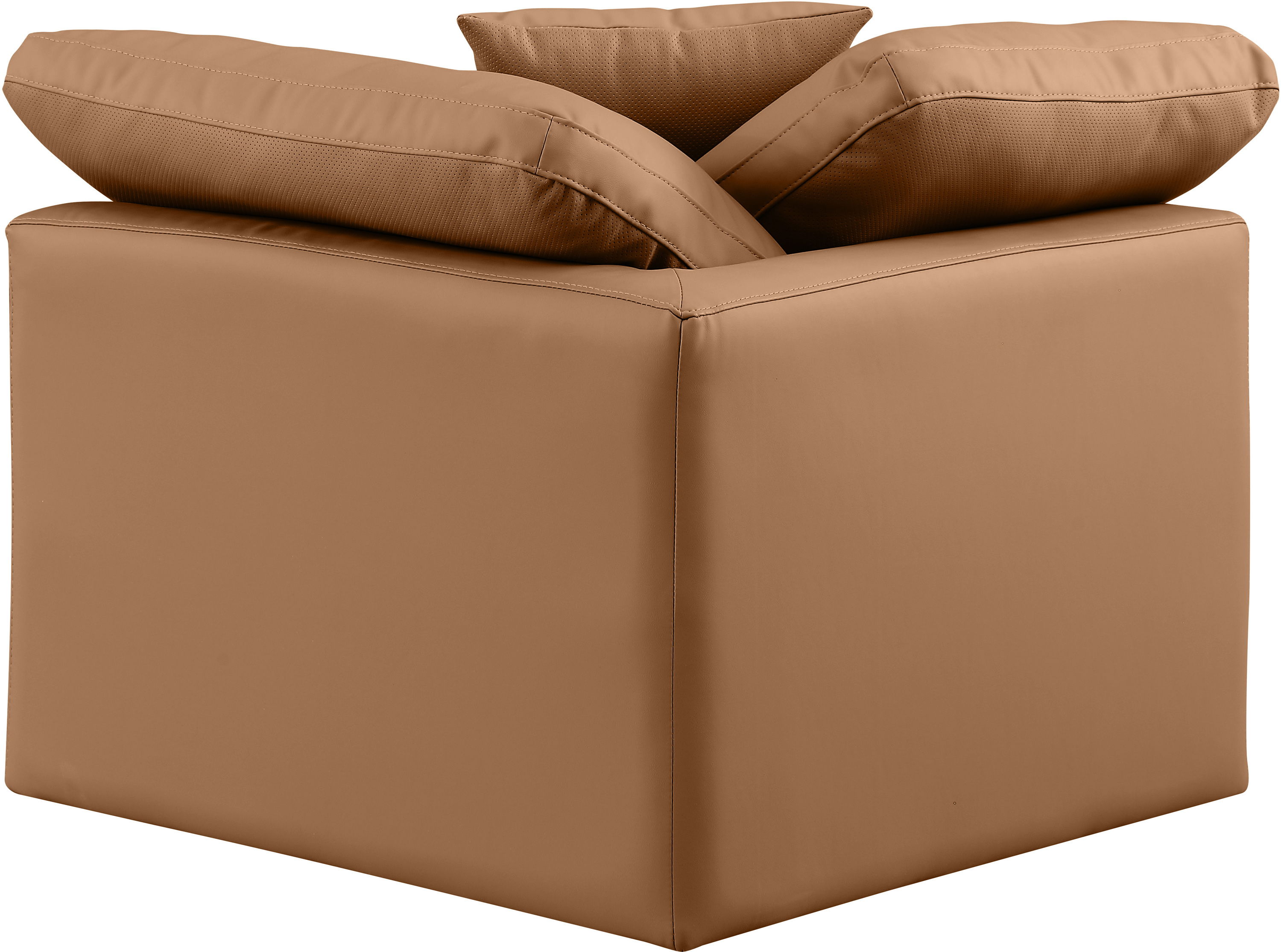 Indulge - Faux Leather Corner Chair - Cognac