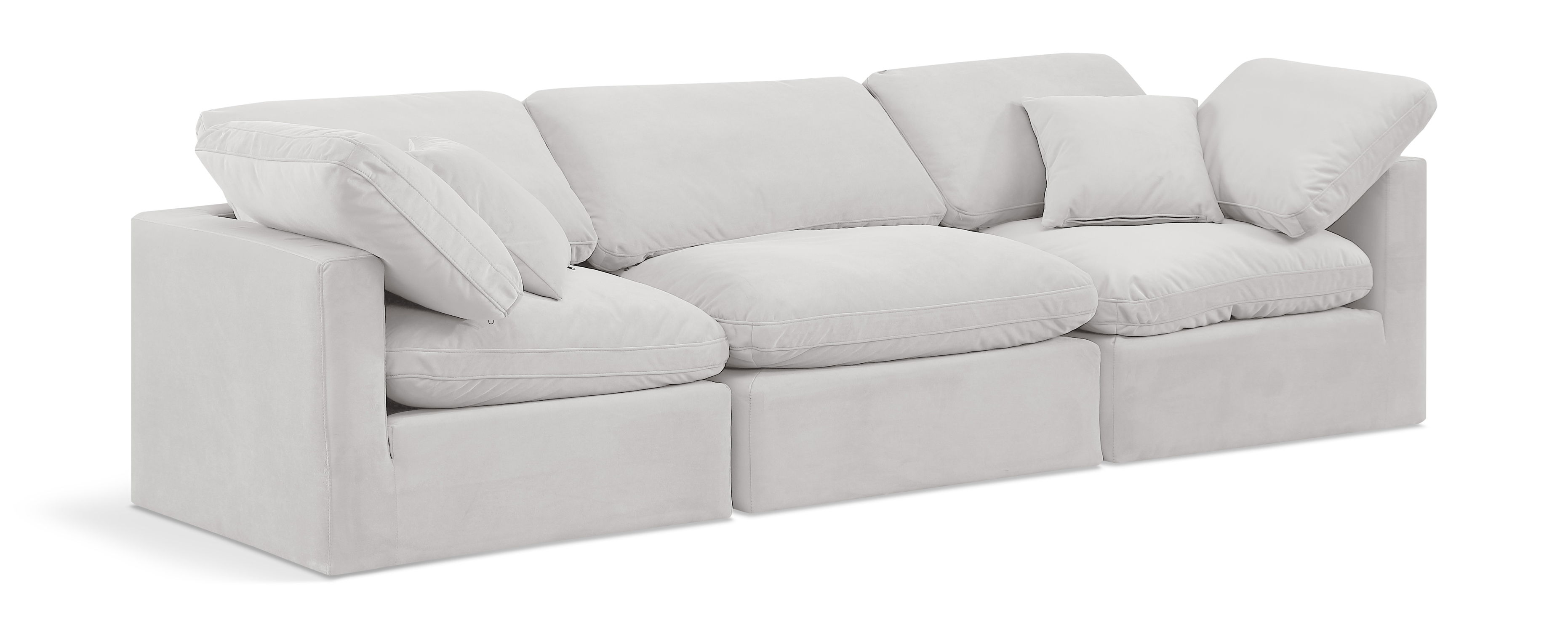 Indulge - Velvet 3 Seat Modular Sofa - White