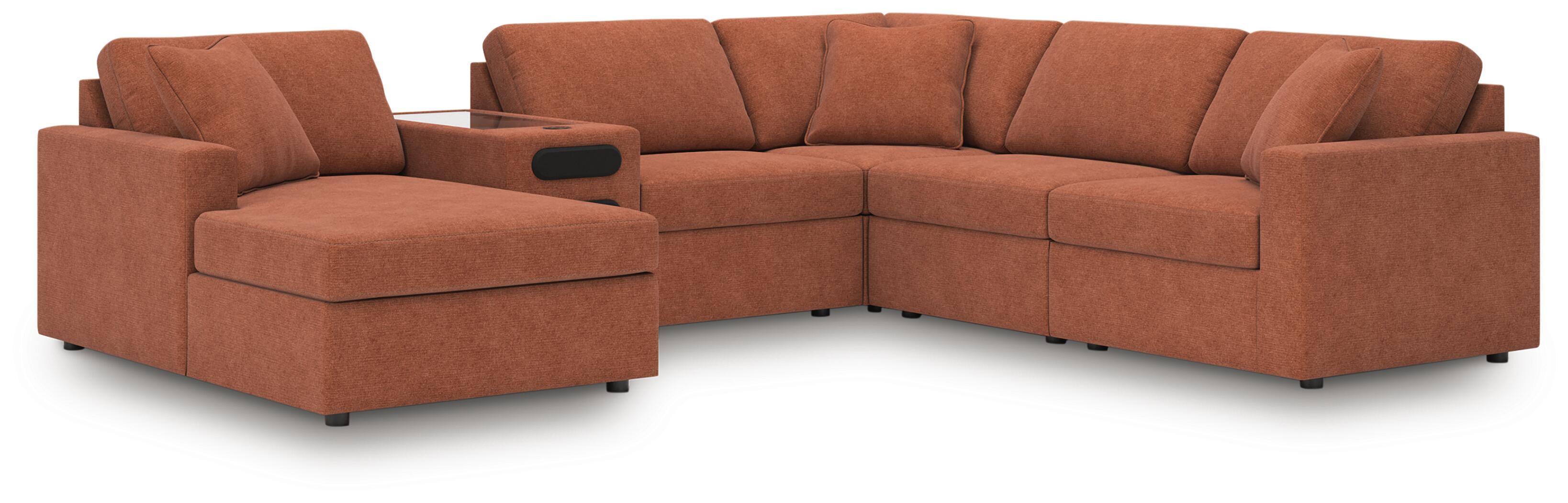 Modmax – 6-Piece Sectional With Audio System And Laf Corner Chaise – Spice
